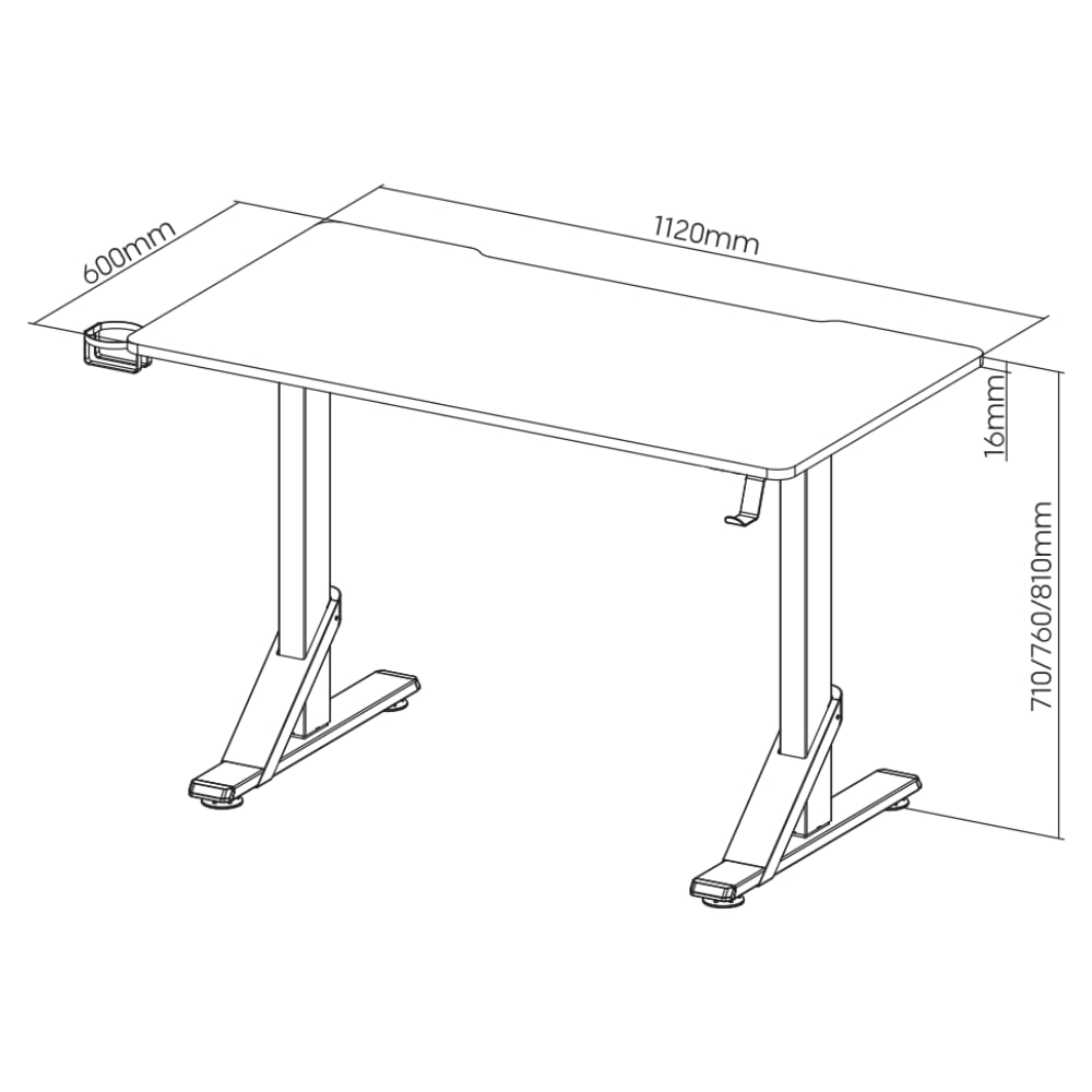 OPLITE Balistic MK 1 Gaming Desk - 44 x 24 Inches Ergonomic Computer Desk for PC & Console Gamers - Perfect for Streaming, Esports & Home Office Setup