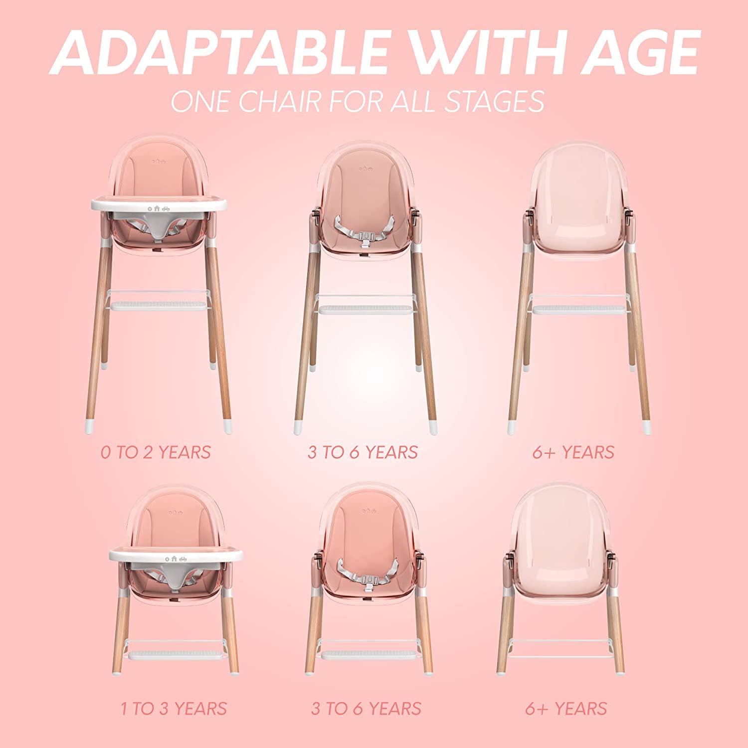 Premium Deluxe High Chair for Babies & Toddlers with Removable Cushion - Adjustable Height & Easy Clean for Dining, Feeding & Playtime