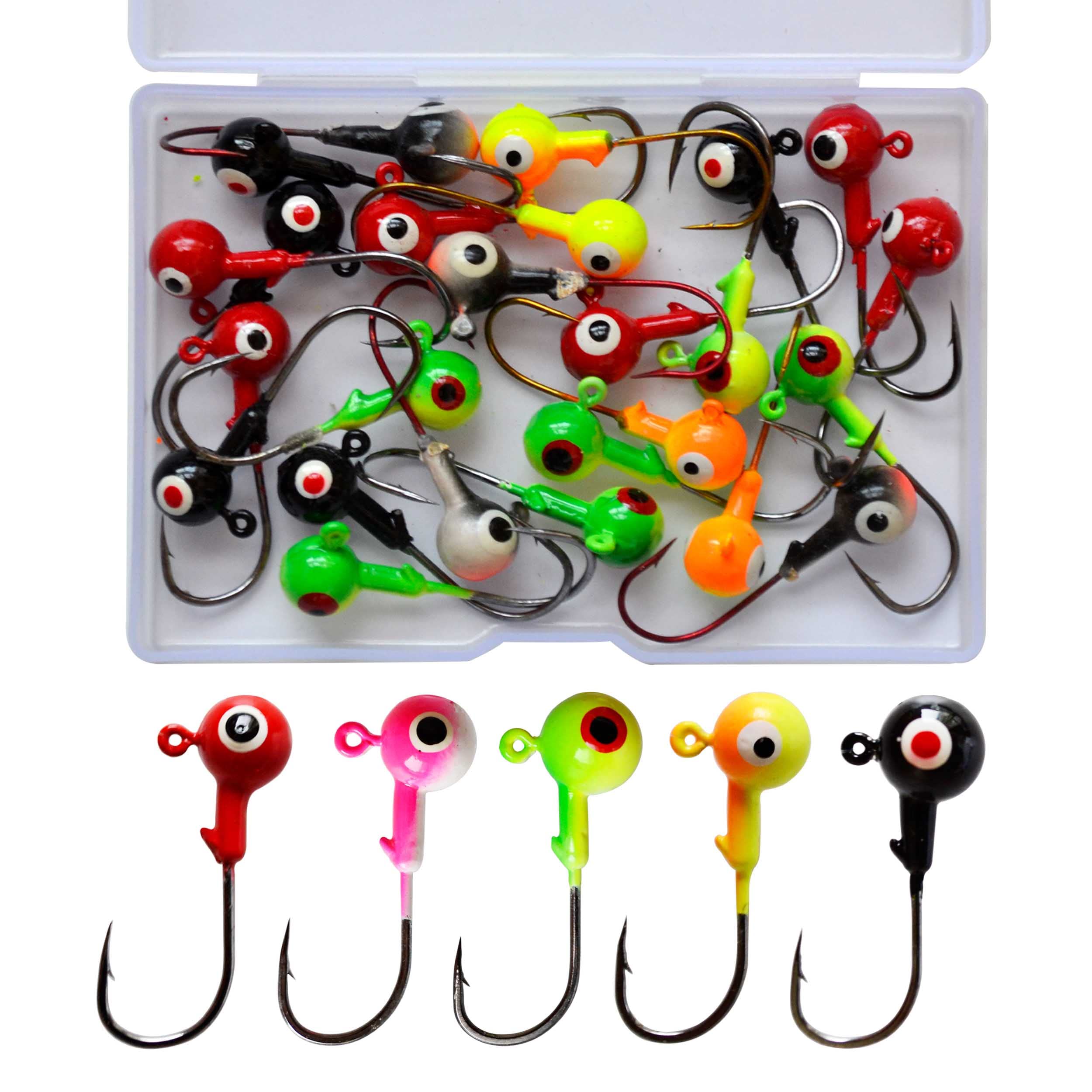 3D Eye Fishing Jig Heads - Colorful Ball Head Hooks for Bass, Trout & Saltwater/Freshwater Fishing (0.13oz-0.5oz) - Perfect for Worm Lures & Tackle Box Organization