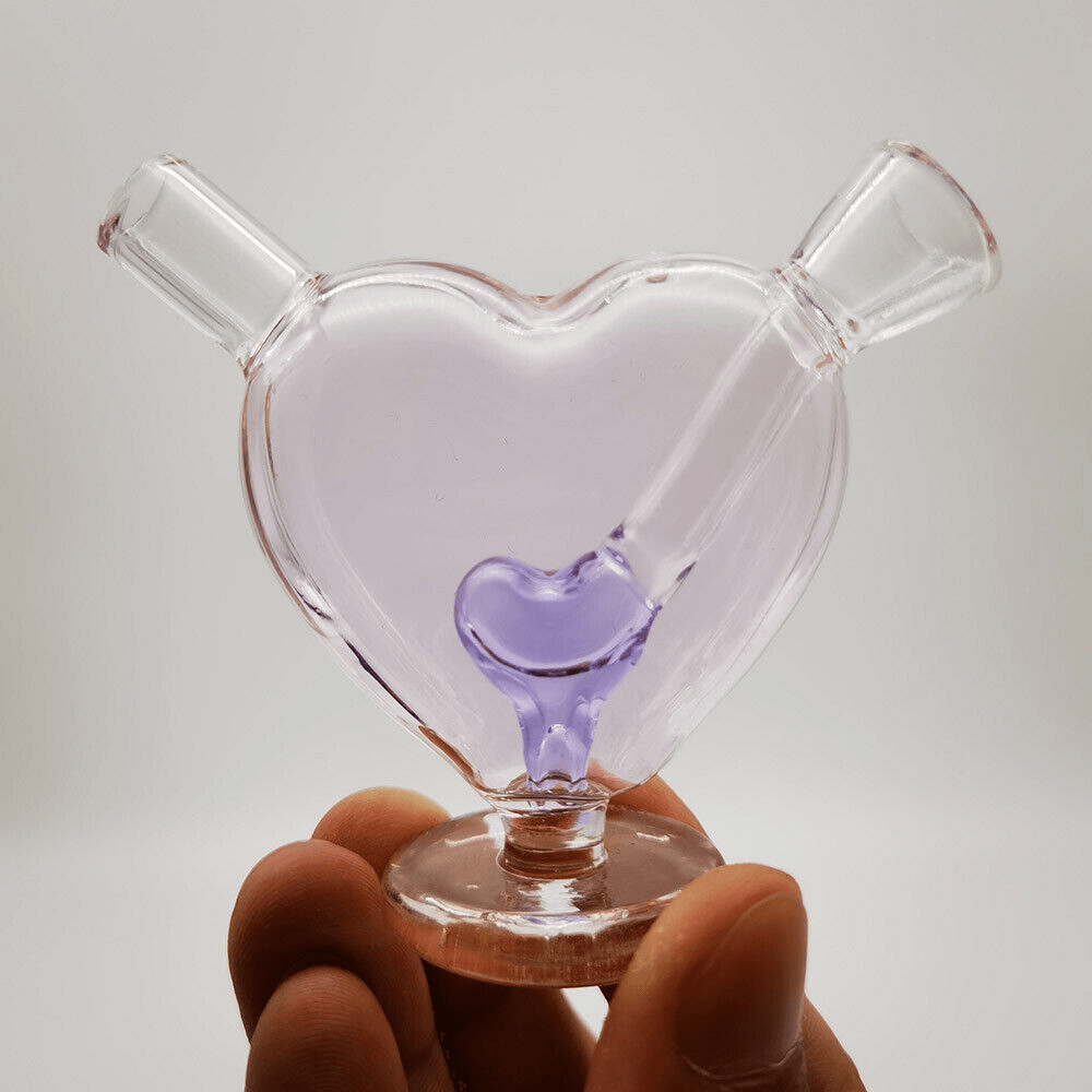 Mini Heart Glass Joint Bubbler - Smart Portable Bong for Smooth Hits | Lightweight & Compact Design | Perfect for Travel, Parties & Home Use