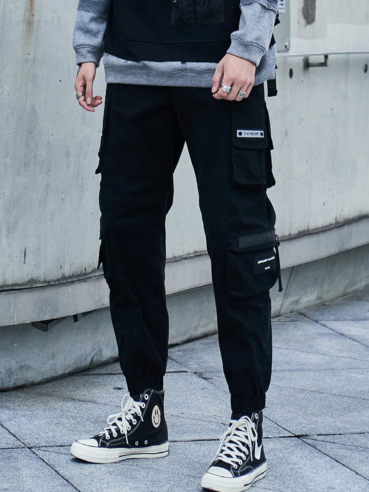 Stylish Men's Hip Hop Jogger Pants - Techwear Cargo Pants for Streetwear Fashion | Comfortable & Trendy Z20 Black Small | Perfect for Urban Outfits, Gym Wear & Casual Street Style