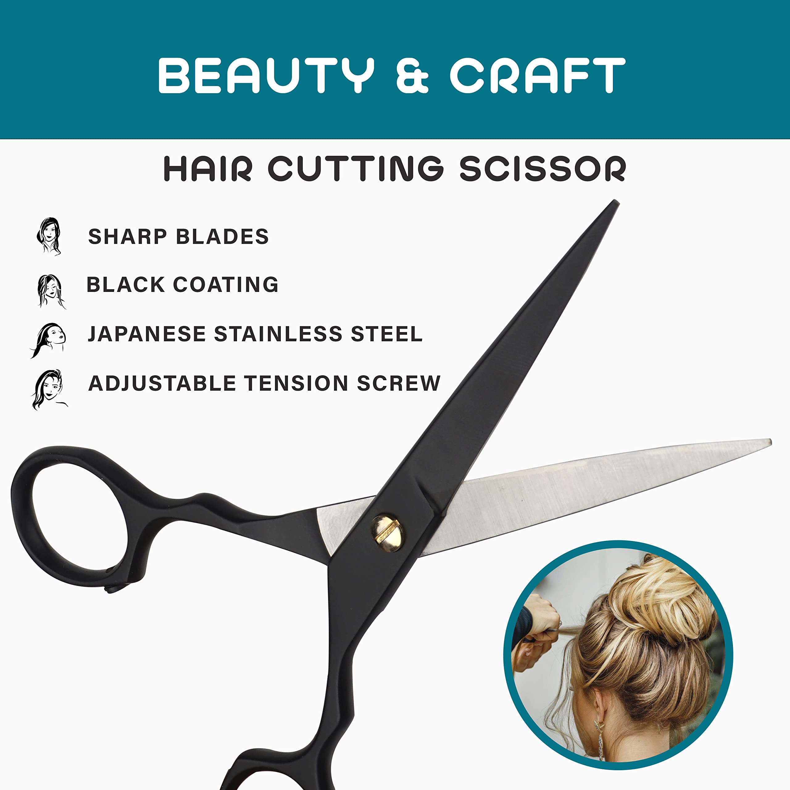 6.5'' Professional Hair Cutting Scissors - Ultra Sharp Barber Shears with Comb for Men, Women & Pets | Stylist-Grade Hairdressing Tools for Salon, Home & Pet Grooming