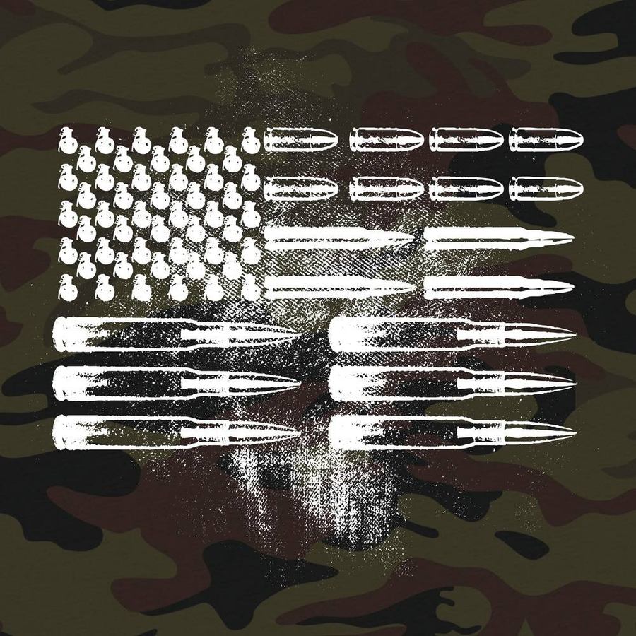 Men's Ammo Flag T-Shirt - Woodland Camo Military Style Tee for Outdoor, Hunting & Patriotic Events