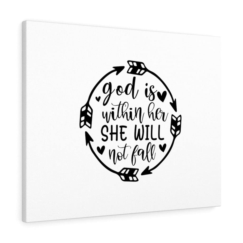 Christian Wall Art with Bible Verse - 'God is Within Her She Will Not Fall' - Ready to Hang Scripture Print for Home Decor, Church, or Gift