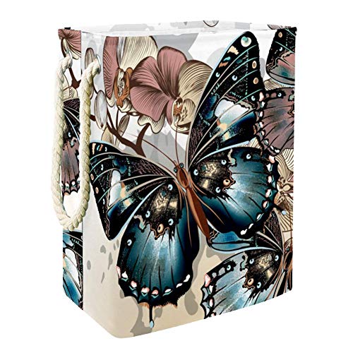 Vintage Butterfly Floral Rectangular Laundry Hamper - Collapsible Storage Basket for Toys, Clothes, Books & Shelves Organization | Perfect for Bedroom, Nursery & Laundry Room Storage Solutions