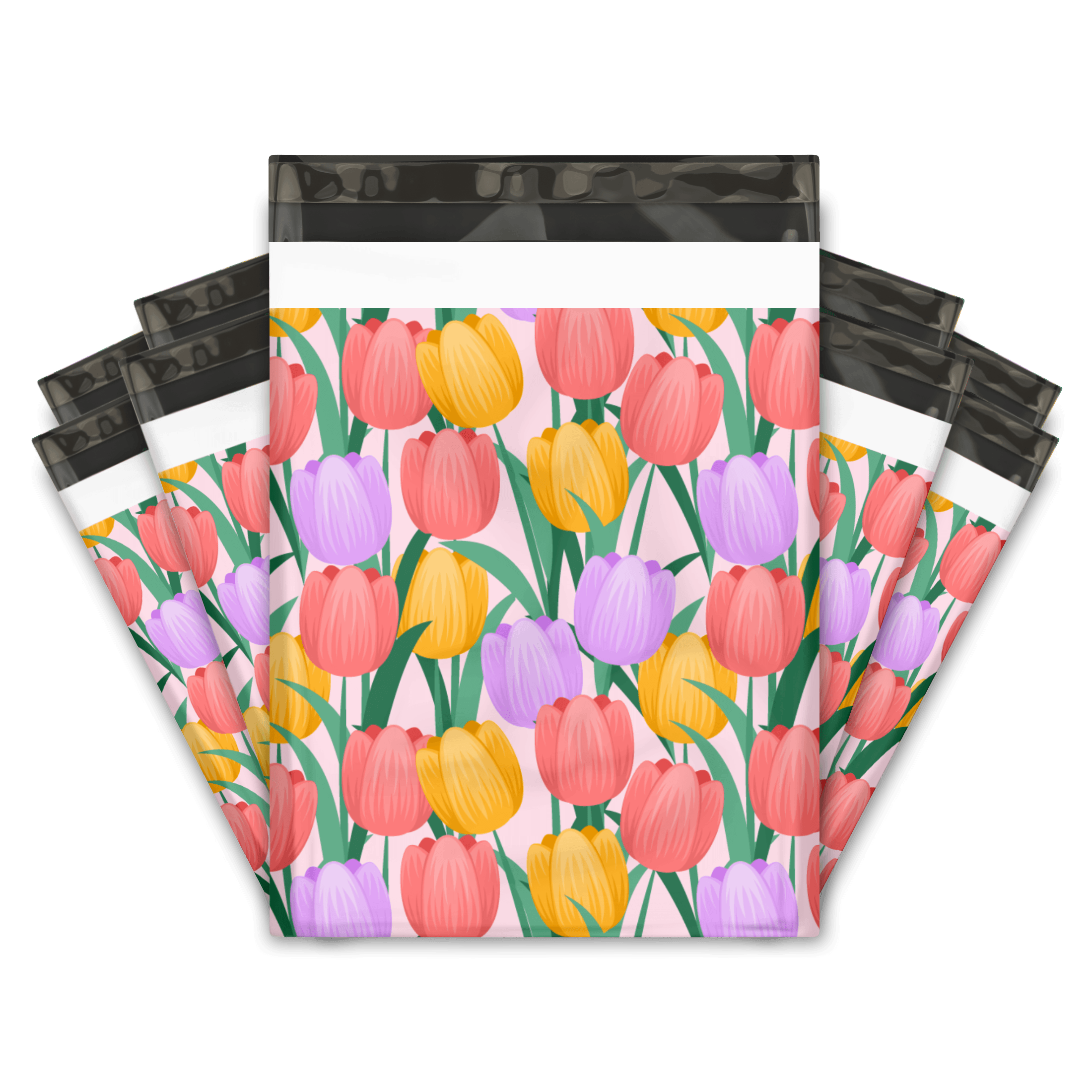 10x13 Trendy Tulips Printed Poly Mailers - Waterproof Shipping Envelopes for Ecommerce, Boutique & Subscription Boxes | Premium Designer Mailing Bags for Clothes, Jewelry & Small Business Packaging