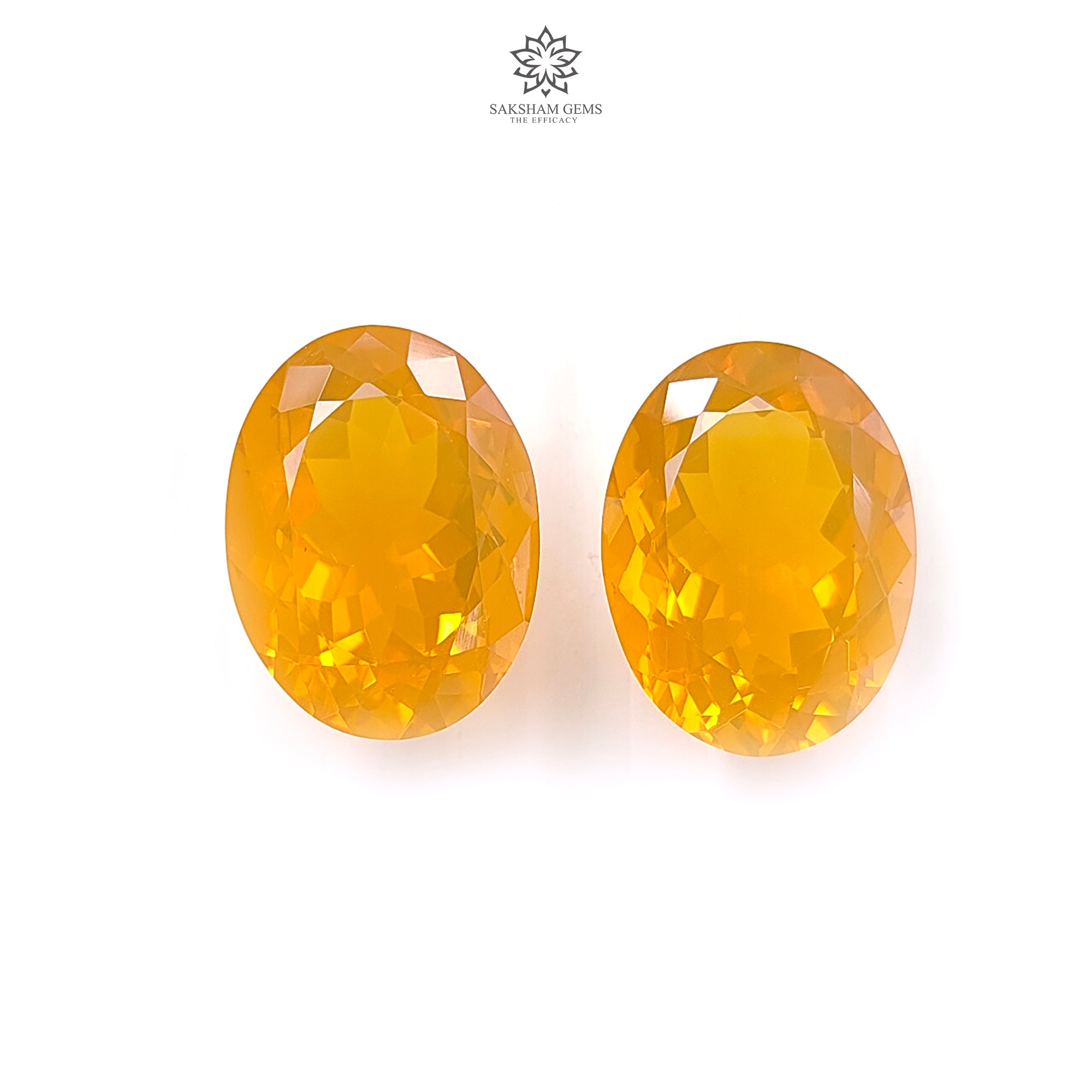 Natural Certified Mexican Yellow Fire Opal Gemstone - 16x12mm Oval Faceted Cut, Untreated Pair for Jewelry Making | Perfect for Rings, Earrings & Pendants