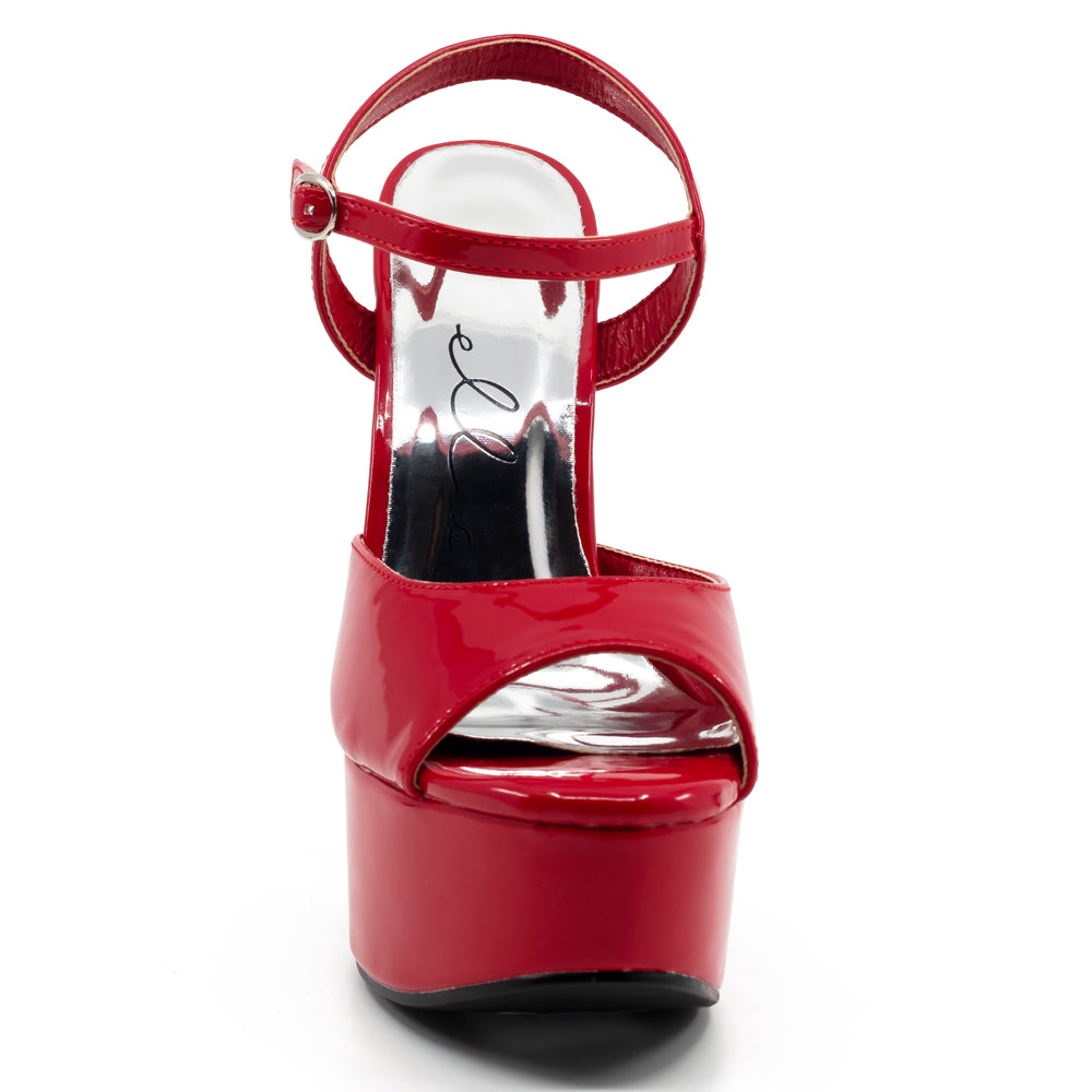 Ellie Shoes Juliet 6.5 Inch Stiletto Heels Patent Leather Platform Sandals for Women - Red | Perfect for Evening Parties, Date Nights & Special Occasions
