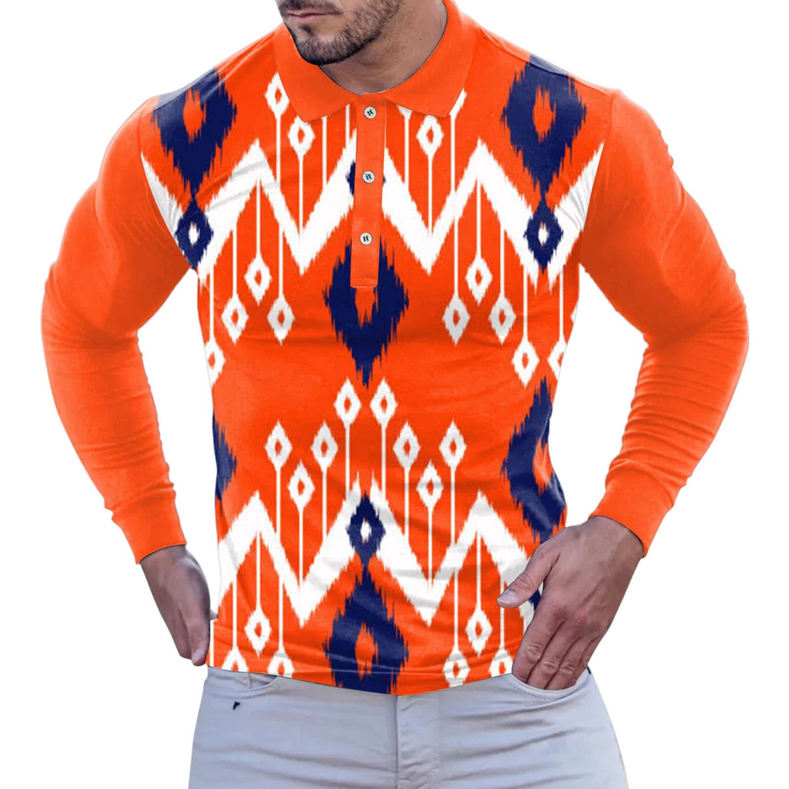 Hawaiian Shirts for Men - Stylish Casual Button Down Long Sleeve Shirts with Abstract Digital Print | Perfect for Beach Vacation, Summer Parties & Tropical Getaways