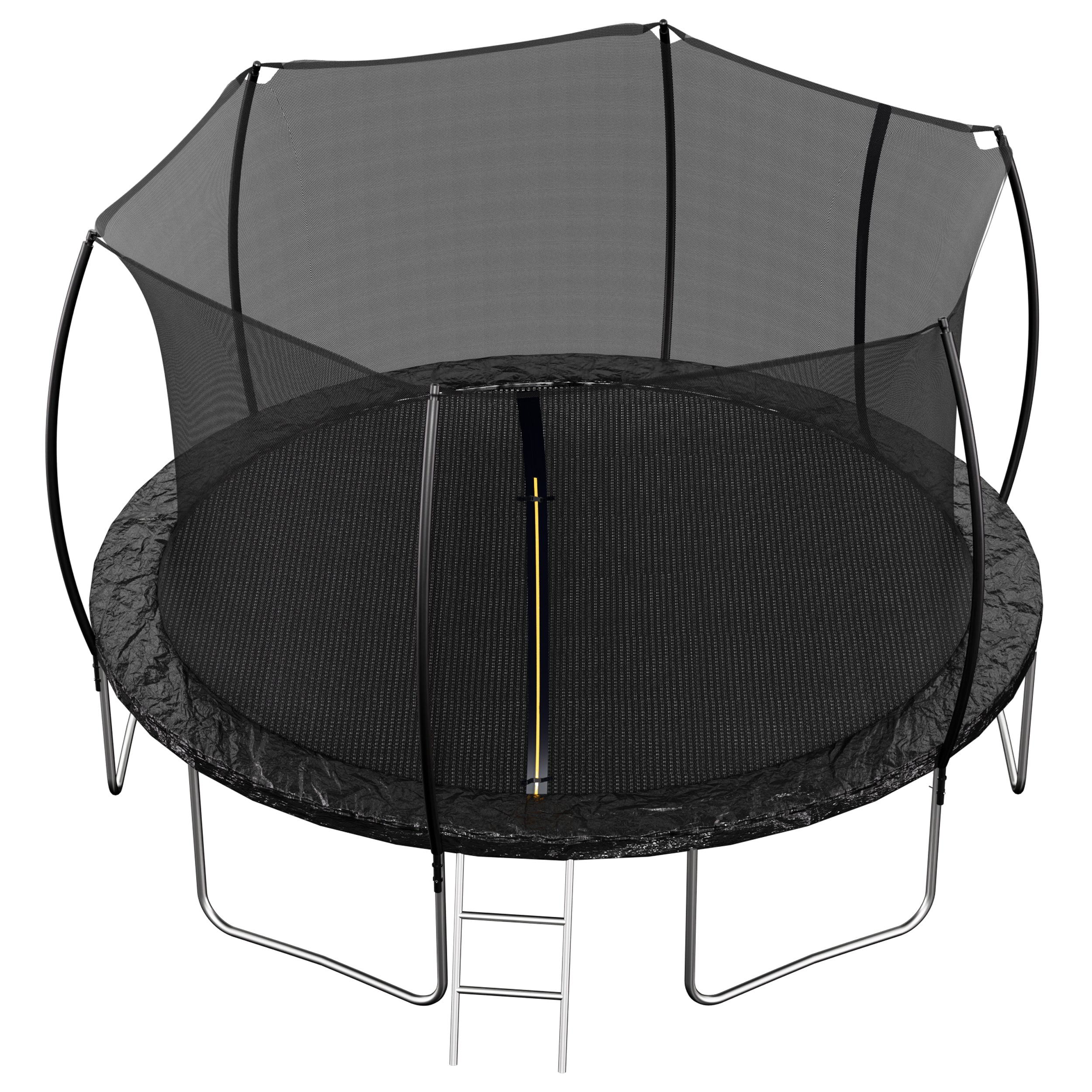 14FT Trampoline with Double-Sided Color Pad - Heavy Duty Trampoline for Kids & Adults, Includes Safety Enclosure Net & Ladder, Curved Fence Poles - Perfect for Backyard Fun, Outdoor Exercise & Family Bonding