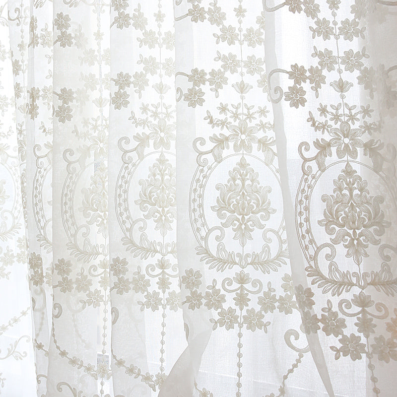 Evan Airy Lace White Floral Sheer Curtains for Living Room - Custom Window Drapes for Bedroom, Nursery & Home Decor