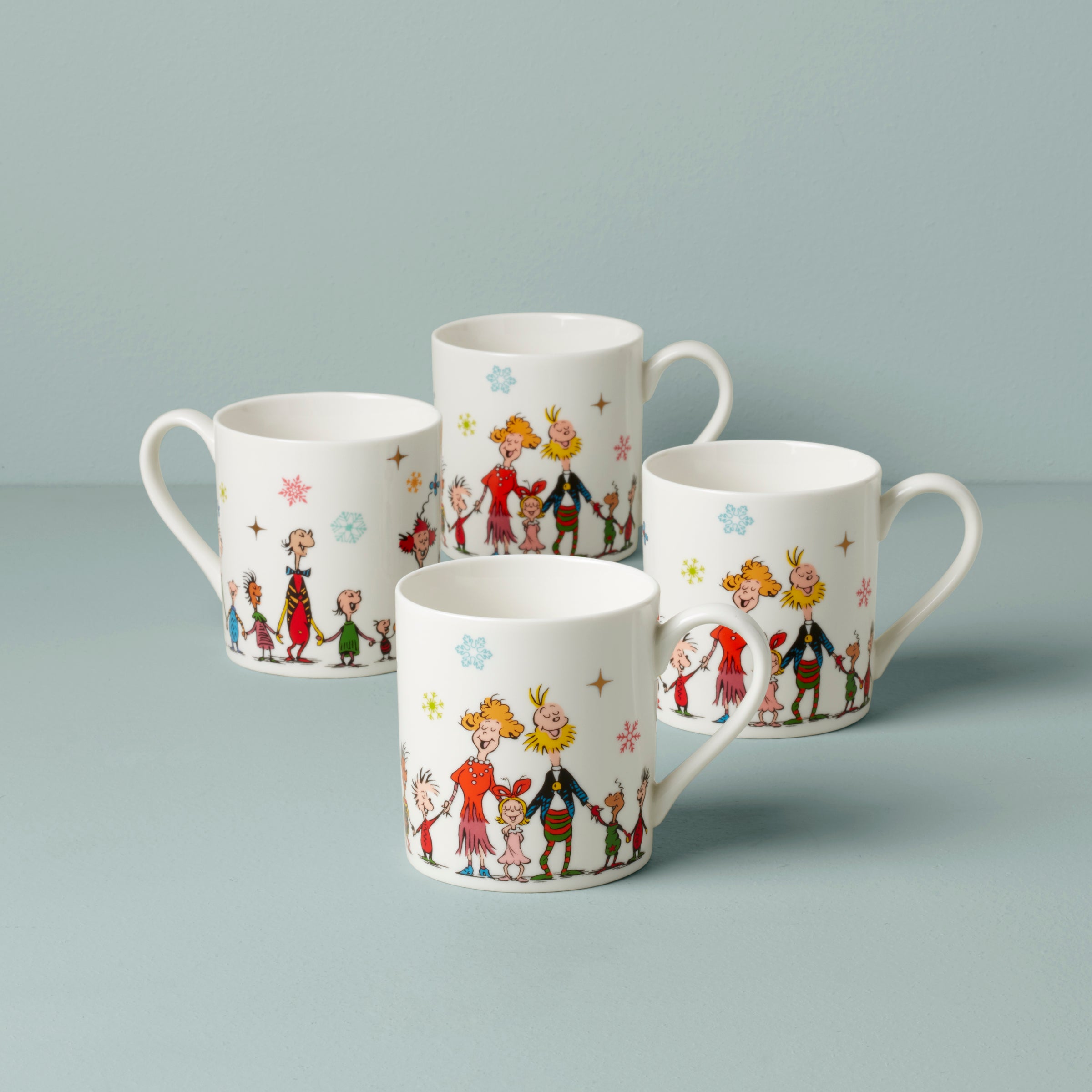 Merry Grinchmas Mugs Set of 4 - Christmas Coffee Cups for Holiday Cheer - Perfect for Hot Cocoa, Tea & Festive Gatherings