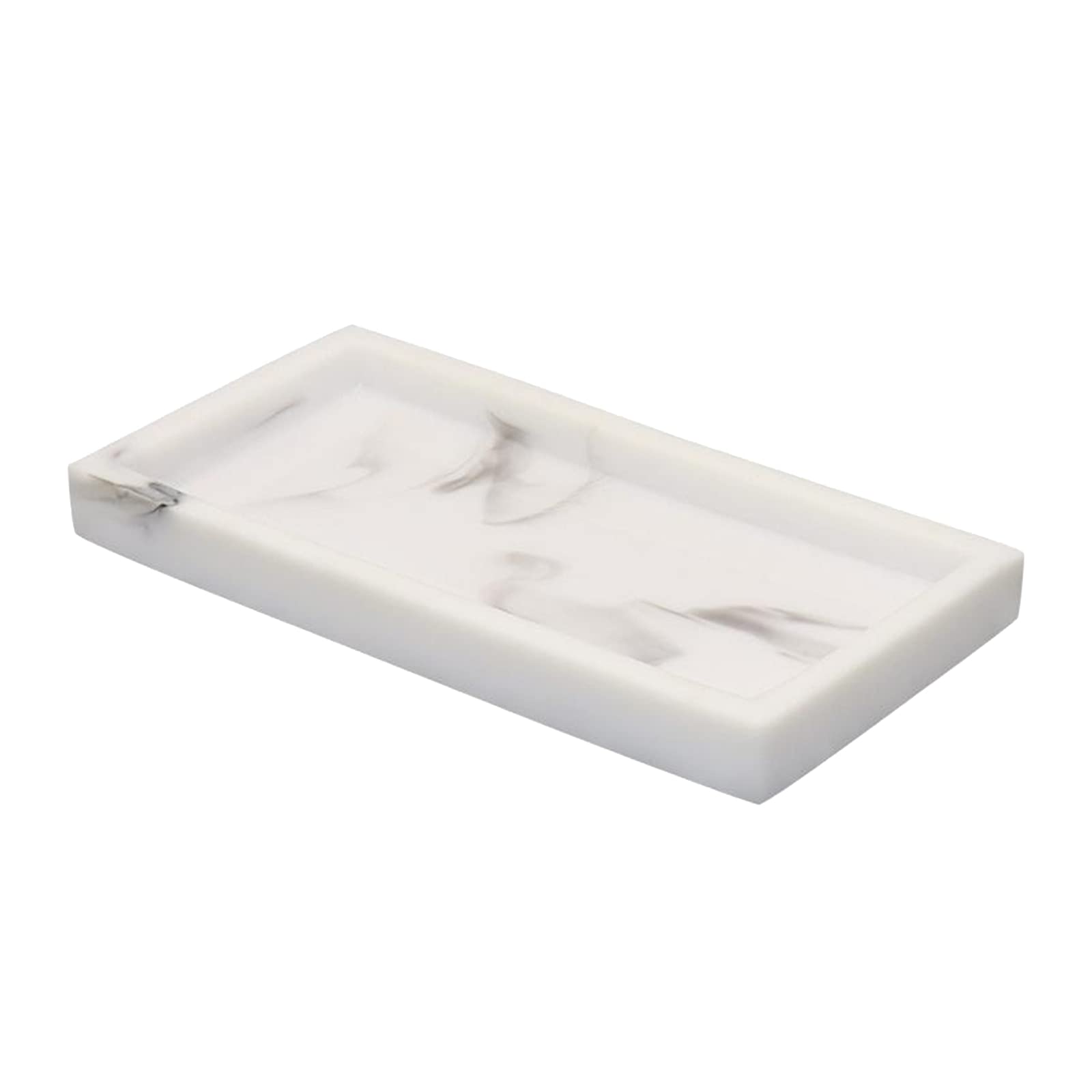 White Imitation Marble Resin Bathroom Tray - Rectangular Storage Organizer for Jewelry, Cosmetics & Essentials | Perfect for Bathroom Vanity, Kitchen Counter & Home Decor