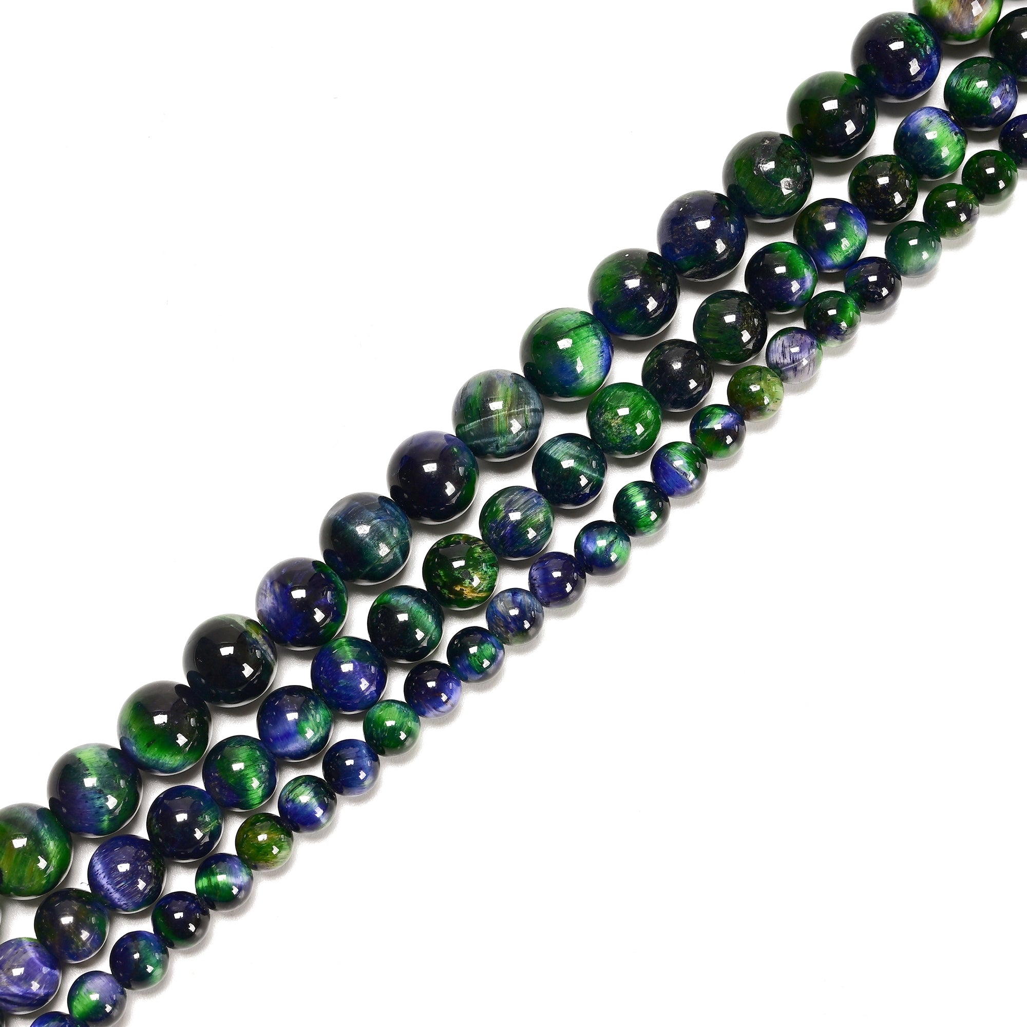 Natural Galaxy Green Blue Tiger Eye Round Beads 6mm 8mm 10mm 15.5