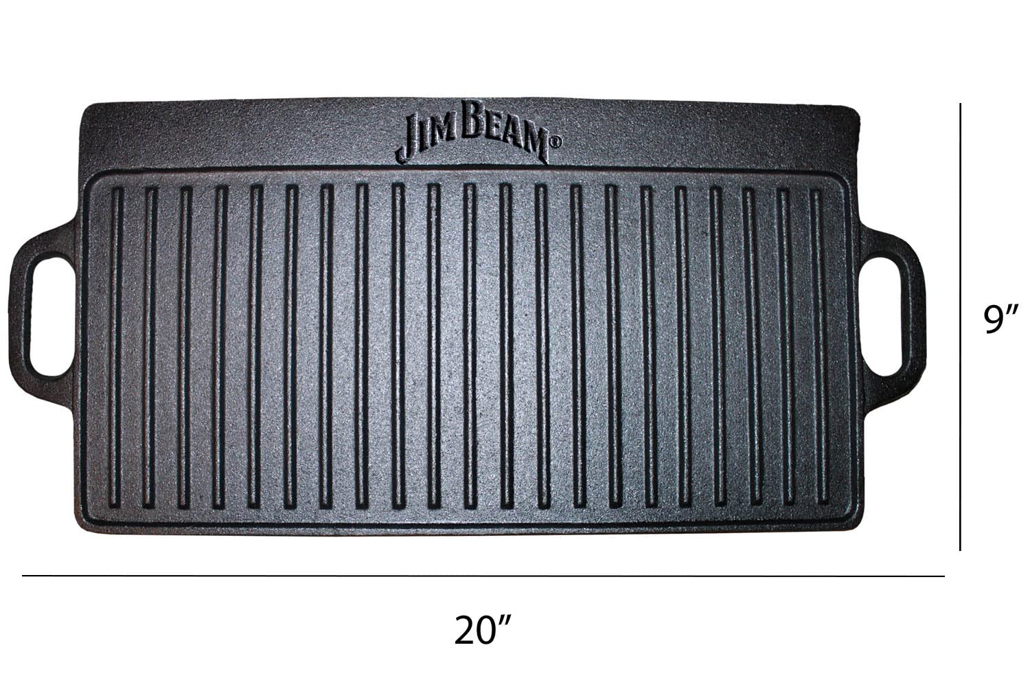 Jim Beam Heavy Duty Double Sided Cast Iron Griddle Pan - 20
