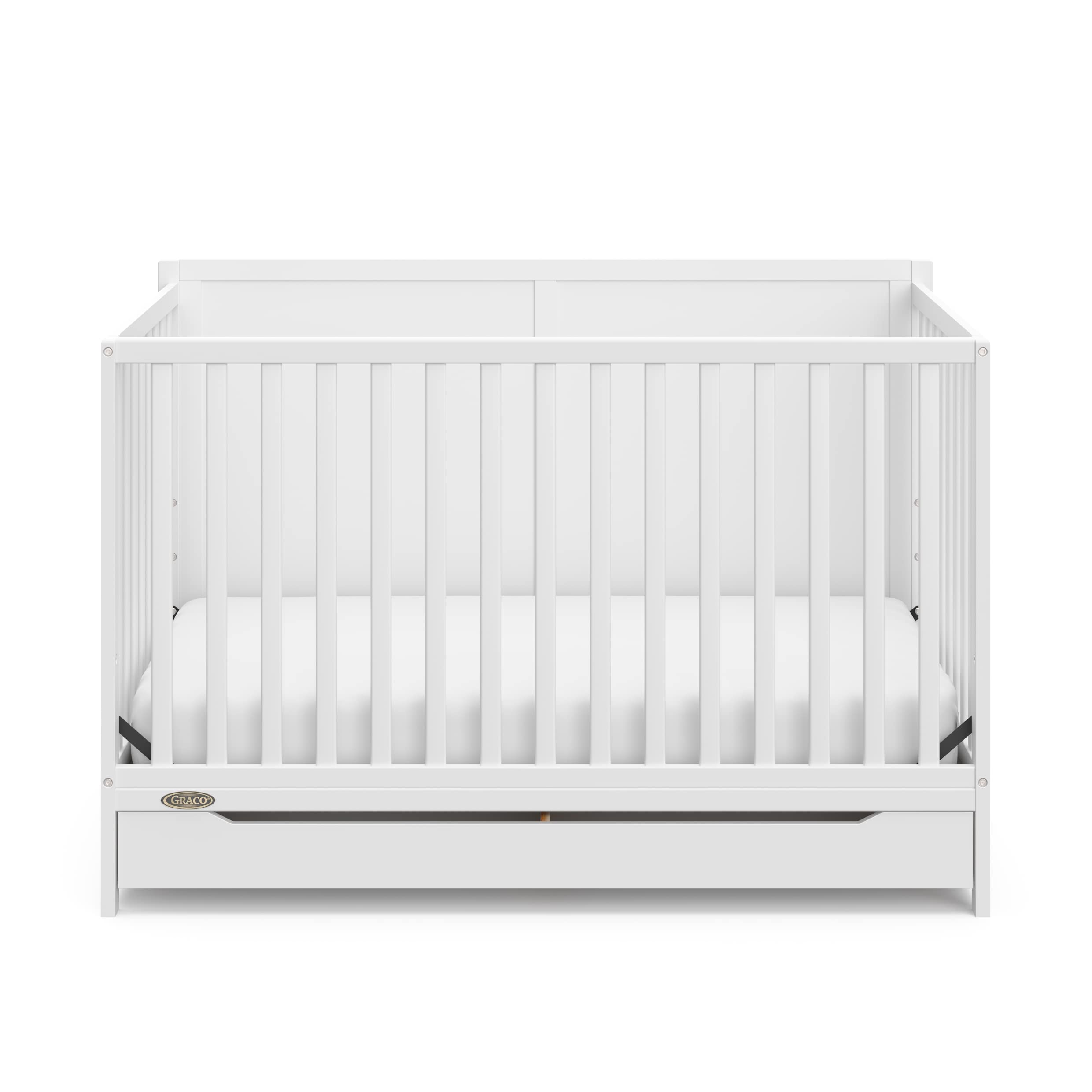 Graco Melrose 5-in-1 Convertible Baby Crib with Storage Drawer - White | Nursery Furniture for Newborns to Toddlers | Perfect for Bedroom, Daycare & Guest Room