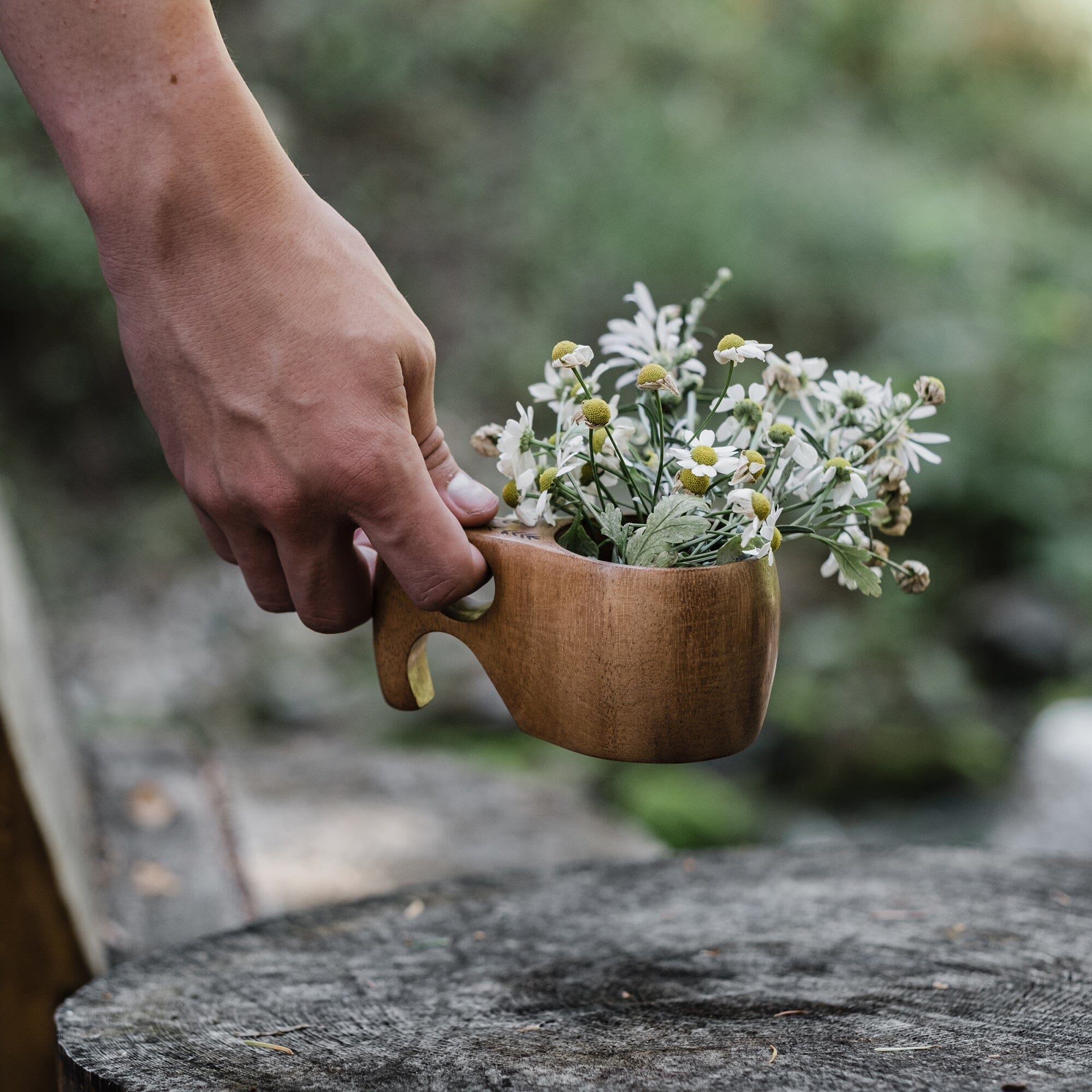 Handmade Kuksa Wooden Drinking Cup - Traditional Scandinavian Camping Mug for Outdoor Adventures, Hiking, and Coffee Lovers