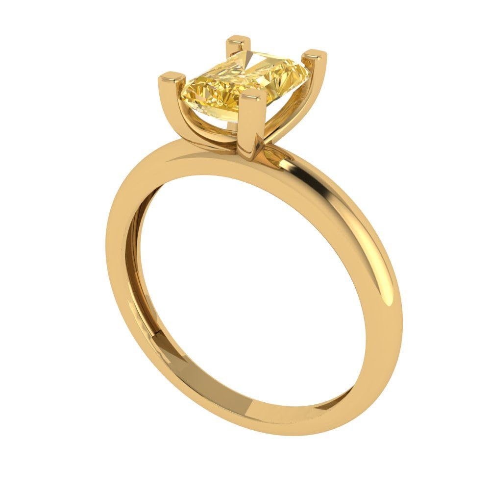 1.0ct Canary Yellow Emerald Cut Simulated Diamond Ring - 14k Gold for Engagement & Anniversary