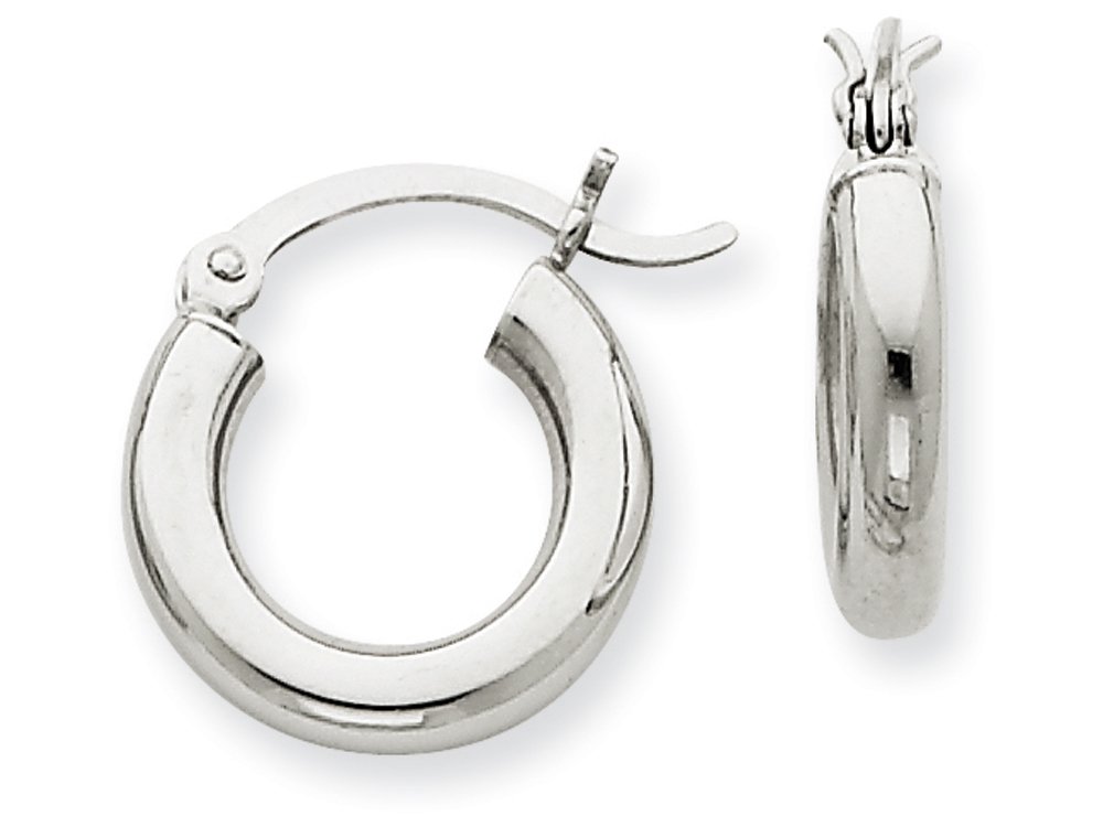 14K White Gold 3mm Round Hoop Earrings for Women - Classic Minimalist Stud Earrings - Perfect for Everyday Wear, Work & Special Occasions