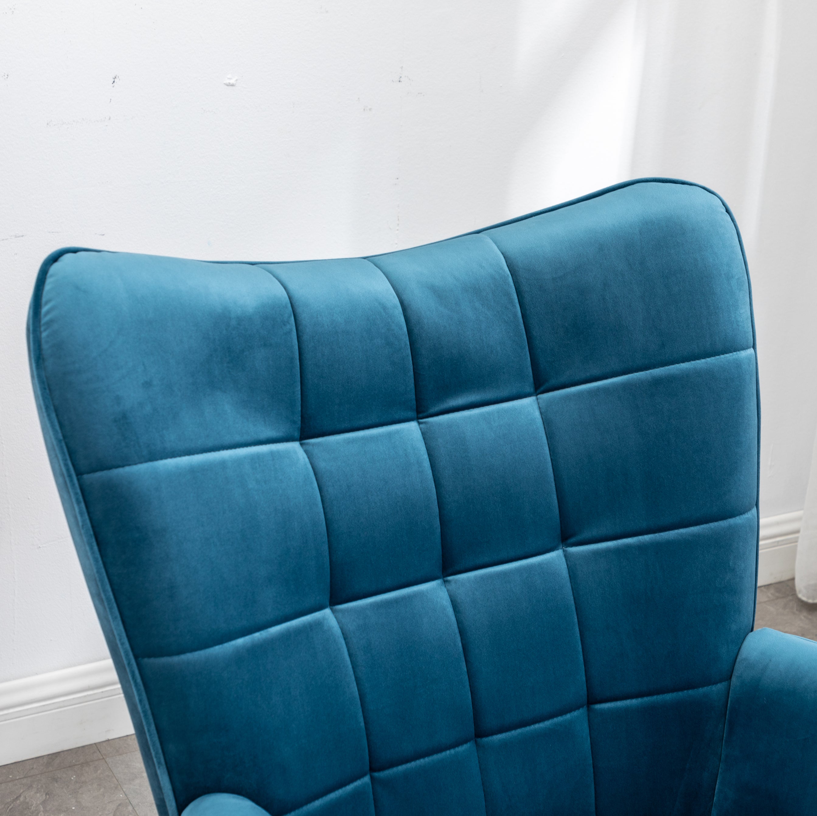 Roundhill Furniture Leiria Contemporary Silky Velvet Tufted Accent Chair with Ottoman - Modern Living Room Seating for Home Office, Bedroom & Lounge Areas