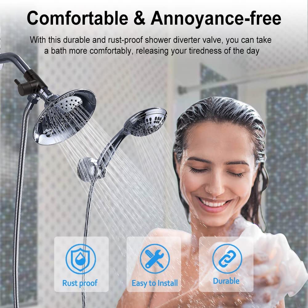 Premium Oil Rubbed Bronze 3-Way Shower Diverter Valve - Universal Metal Shower Arm Splitter for Handheld & Fixed Spray Heads - Durable Shower System Replacement Part - Perfect for Bathroom Renovation & Spa-Like Shower Experience