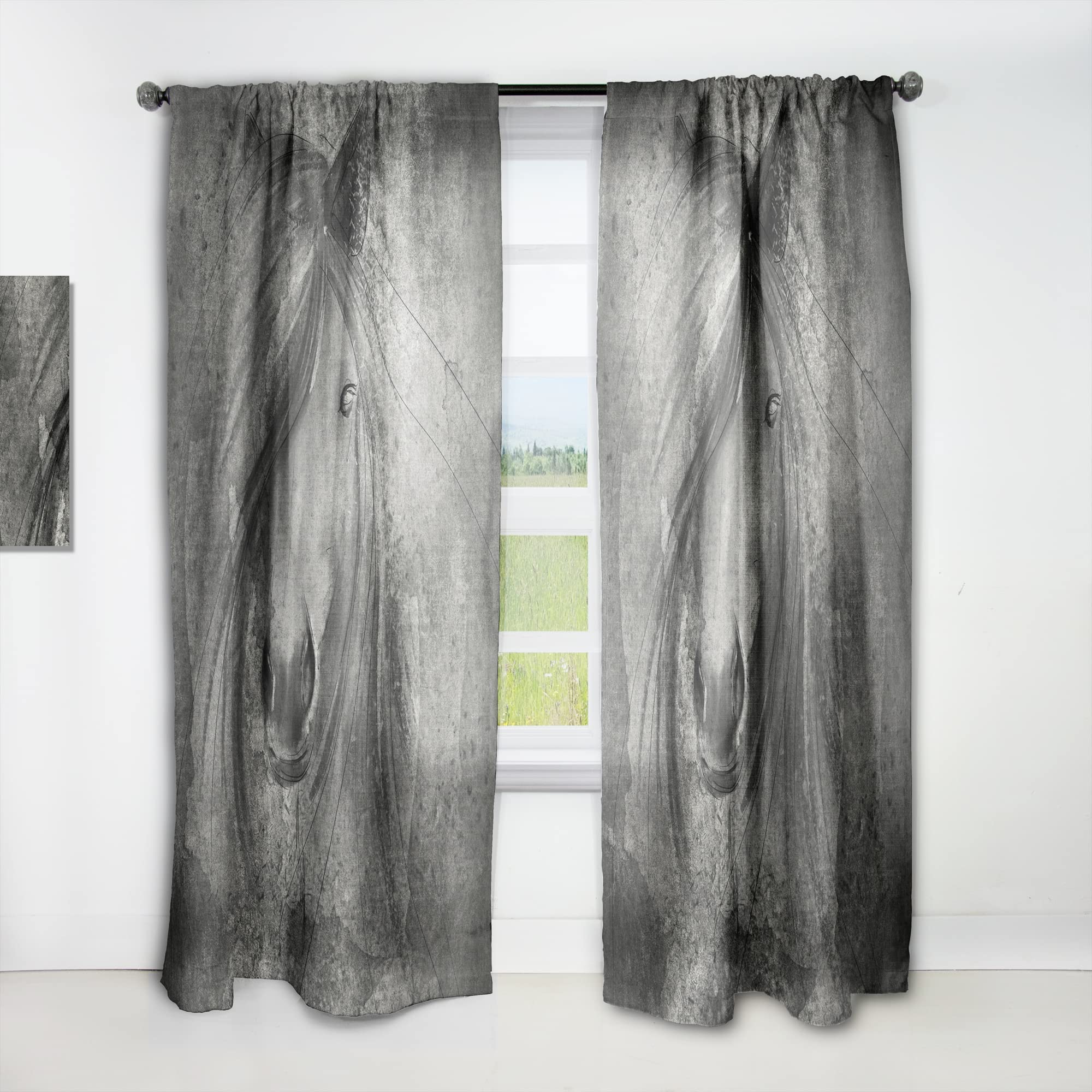 Farmhouse Horse IV Thermal Insulated Curtains - 52x108 Single Panel for Bedroom & Living Room - Blackout Drapes for Home Decor, Privacy & Energy Efficiency