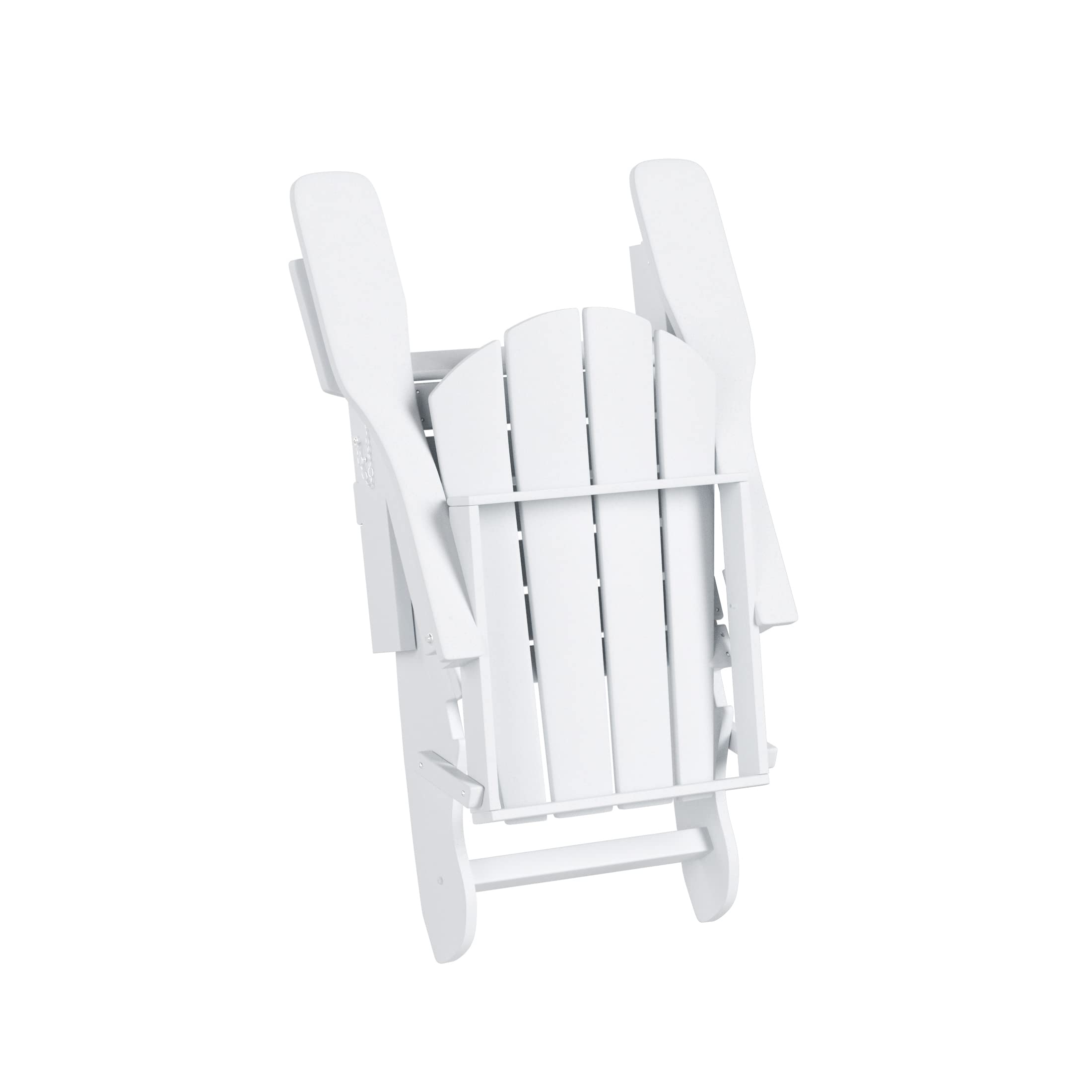 White HDPE Adirondack Chair Set with Ottoman & Table - Outdoor Patio, Garden Furniture