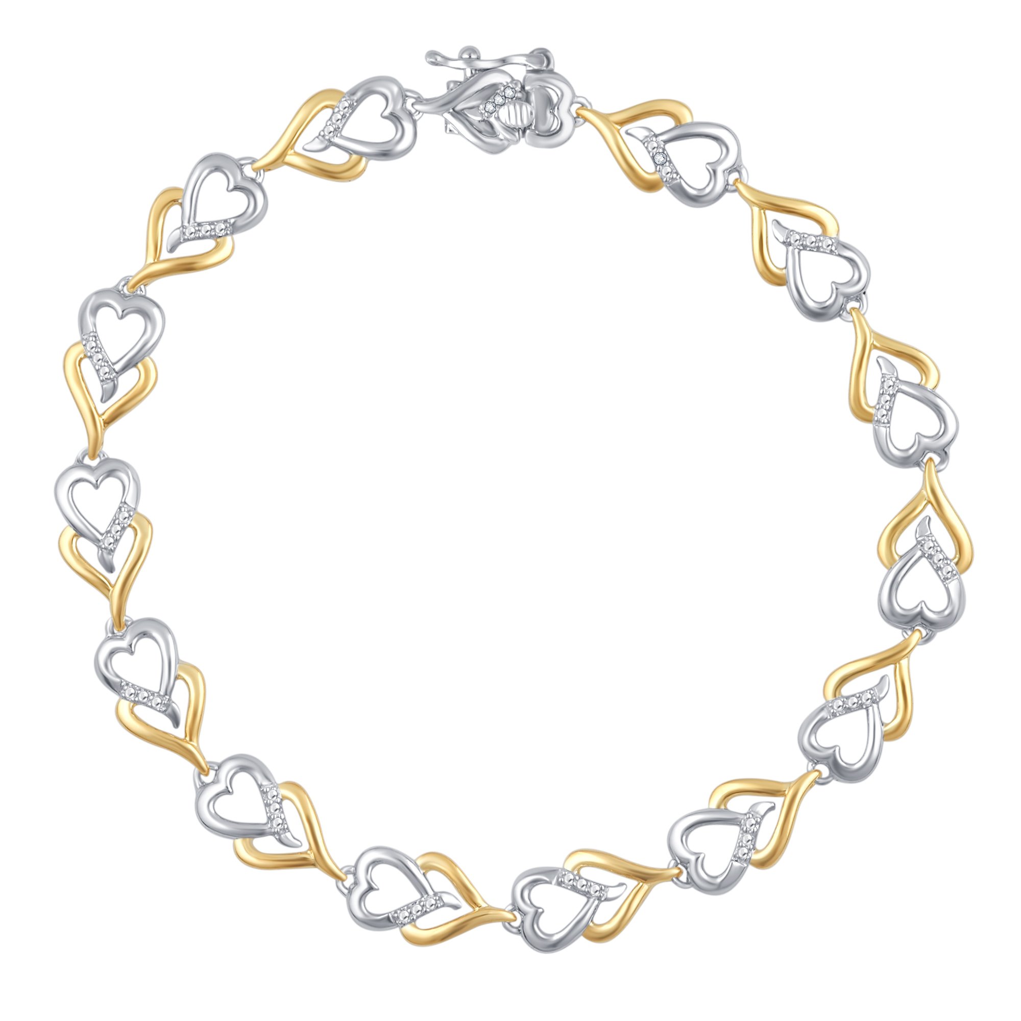 Elegant Diamond Accent Dual Tone Heart Bracelets for Women - Romantic Gift for Valentine's Day, Anniversary & Special Occasions