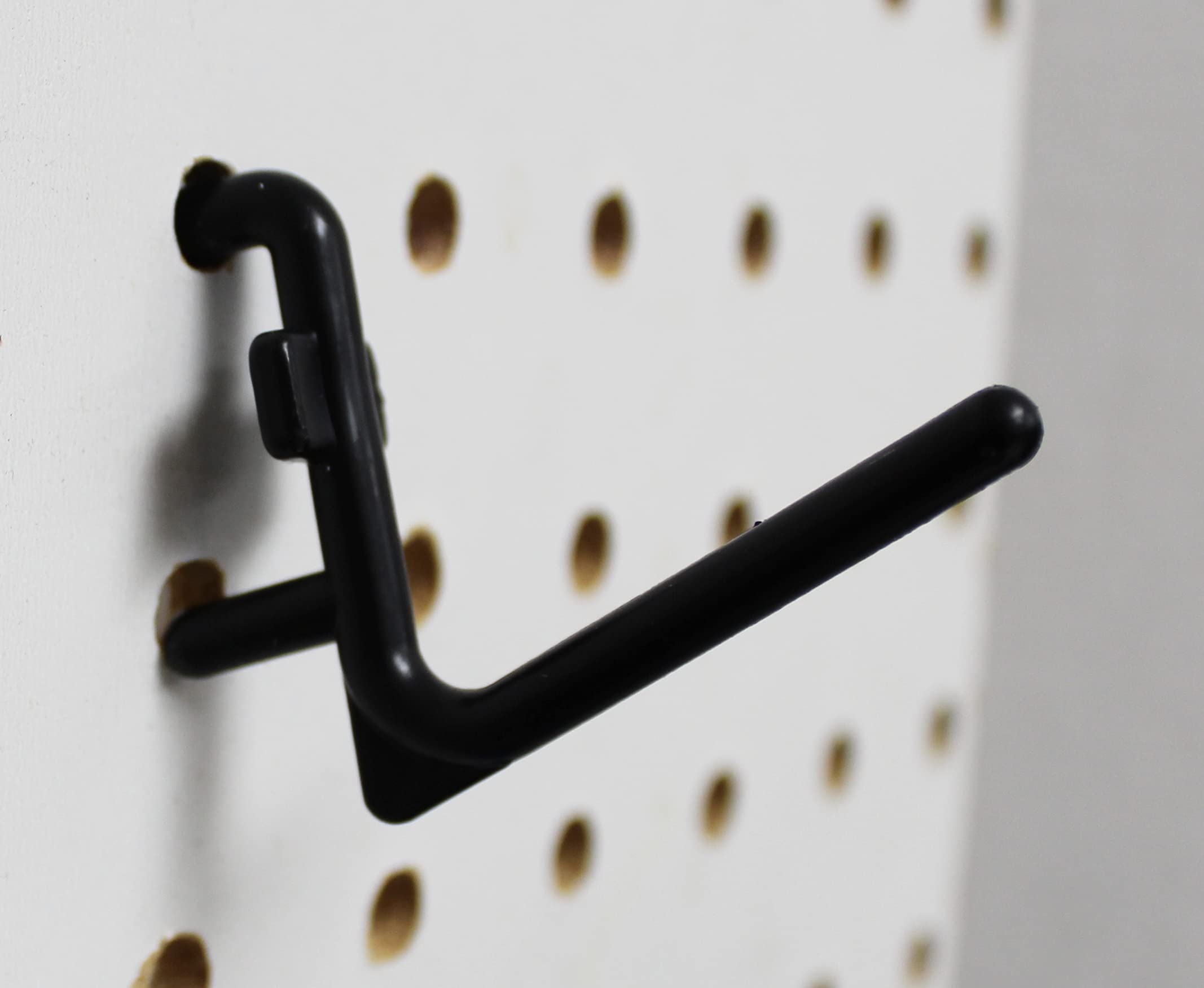 JSP Manufacturing Non-Locking Plastic L-Style Pegboard Hooks - 75-Pack Black | Garage Tool Organization, Craft Room Storage & Workshop Accessories | Perfect for DIY Projects, Home Improvement & Wall Storage Solutions