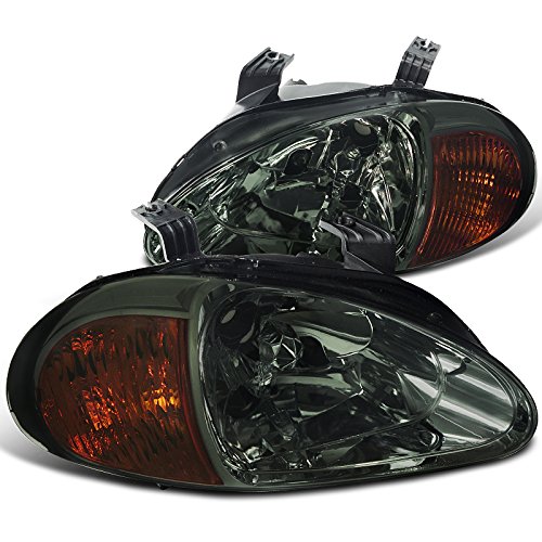 Spec-D Tuning 2LH-DEL93G-EU Smoke Headlights with Amber Corner Lamps for Honda Del Sol - Upgrade Your Ride with Stylish Lighting for Night Driving & Car Shows
