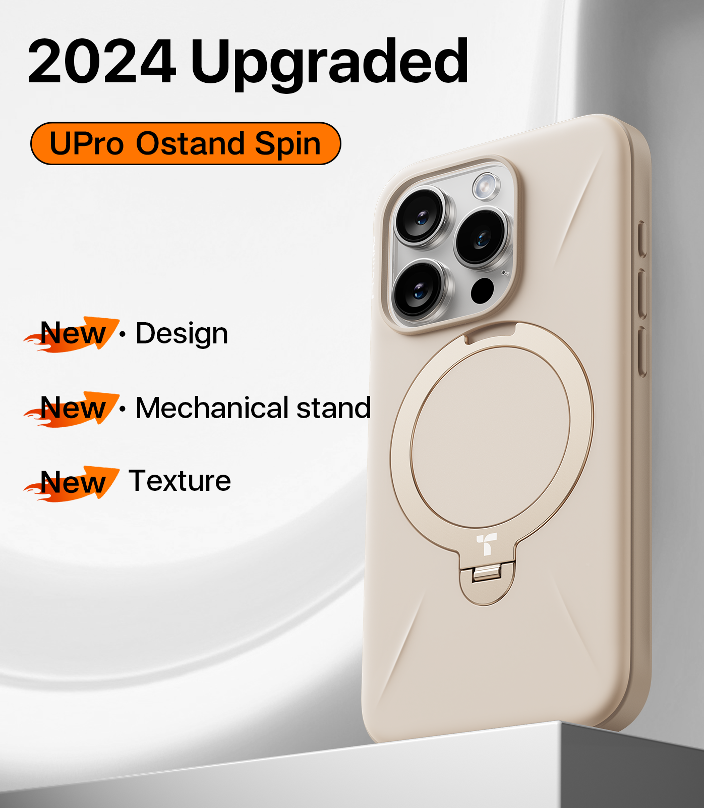 Ostand Spin Fusion 360° Rotating Phone Stand Holder for iPhone 14/13/12 Pro Max - Adjustable Desktop Stand for Watching Videos, Gaming, and Video Calls
