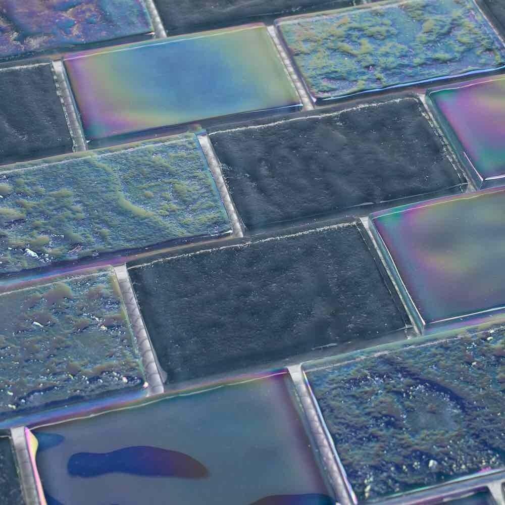 Iridescent Glass Tile Summer Gray 2 x 3 - Stunning Mosaic for Backsplash, Bathroom, and Kitchen Decor - Perfect for DIY Home Renovation Projects
