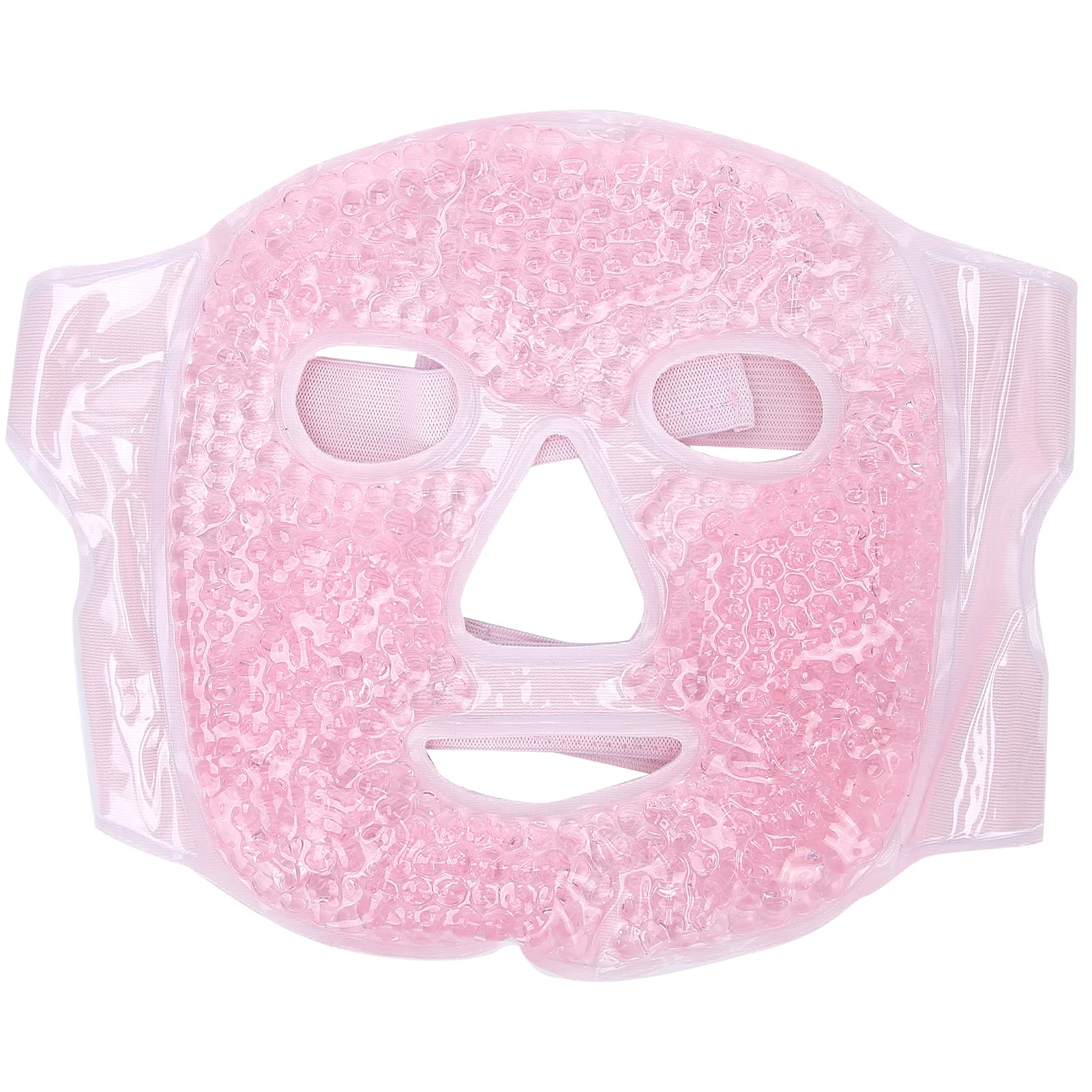 Cooling & Soothing Gel Face Mask for Dark Circles & Puffiness Relief - Reusable Hot/Cold Compress Therapy with Elastic Band - Washable Skin-Friendly Gel Beads Facial Mask (Pink) | Perfect for Spa Days, Travel & Post-Workout Recovery