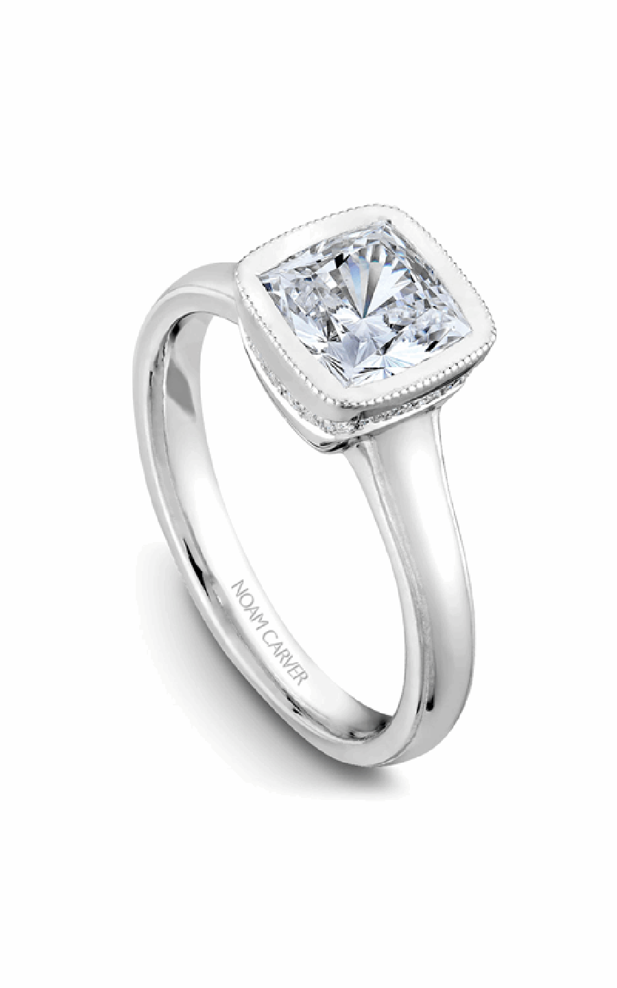 Noam Carver Bezel Engagement Ring B026 01A - Elegant Solitaire Wedding Band for Women, 14K Gold Plated, Perfect for Proposals & Anniversaries