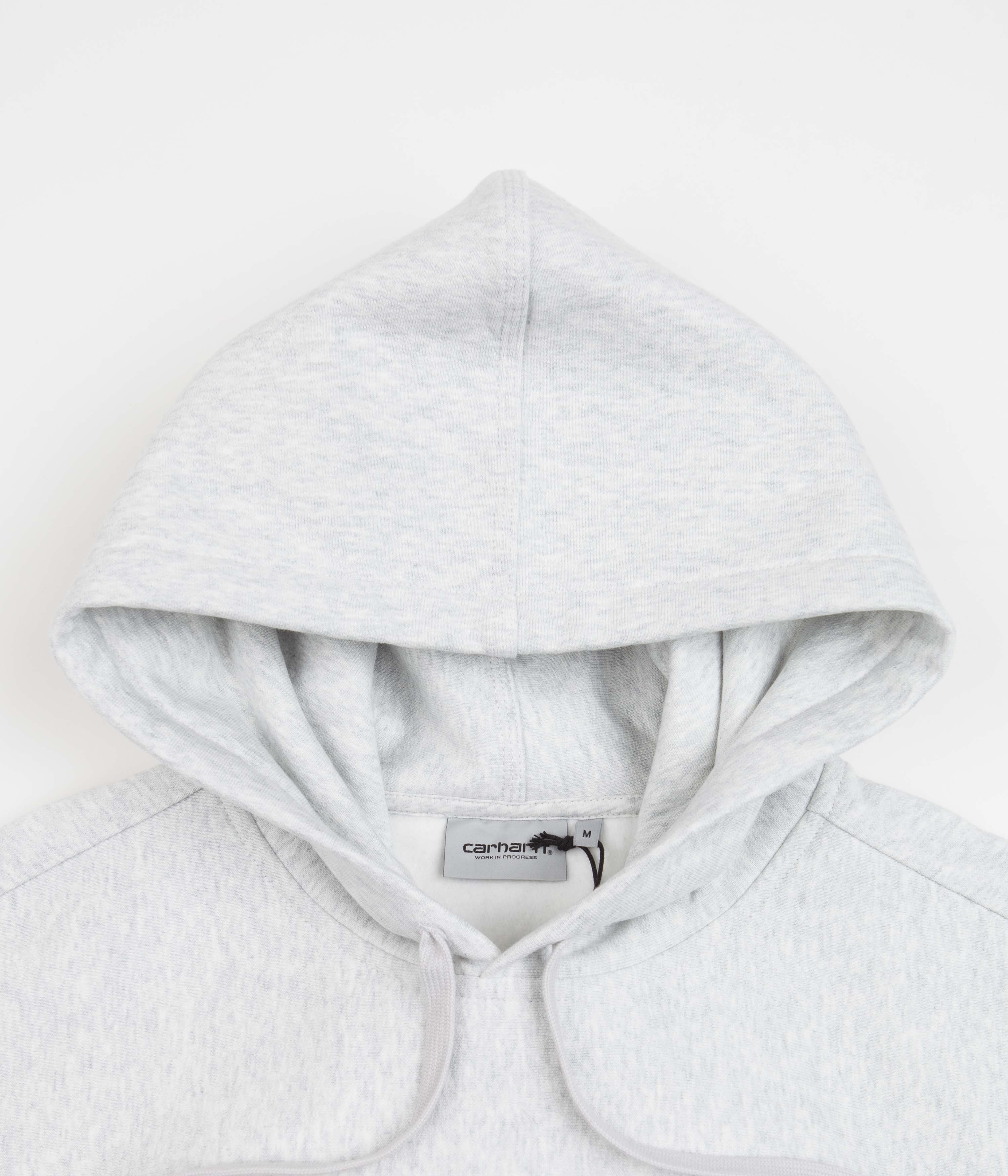 Carhartt Locker Hoodie - Ash Heather/Brown - Men's Heavyweight Pullover Sweatshirt for Work & Outdoor Activities
