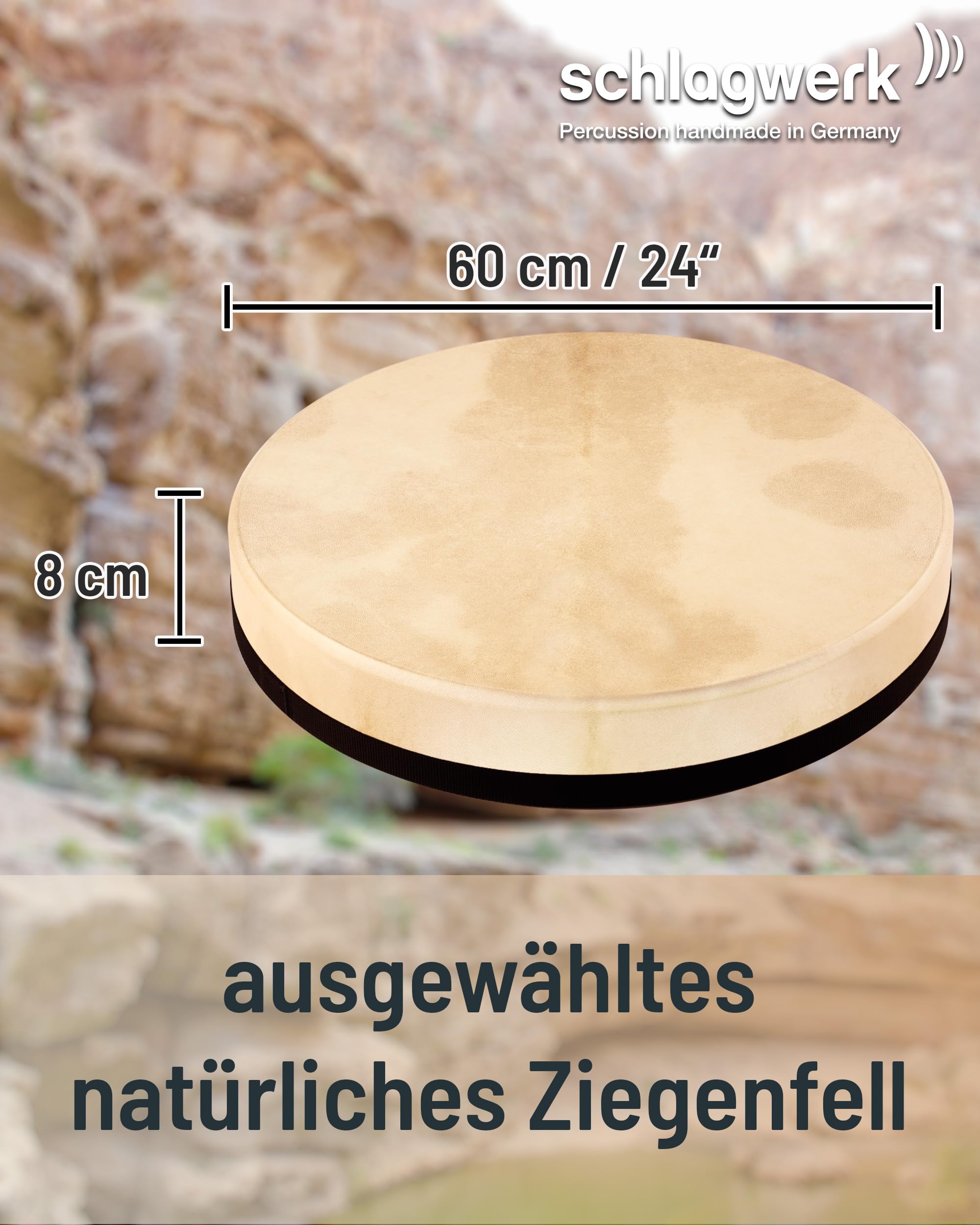 Schlagwerk RTS62 60cm Tunable Frame Drum - Handcrafted Percussion Instrument for Professional Musicians & Beginners - Perfect for Live Performances, Studio Recording & Music Therapy Sessions