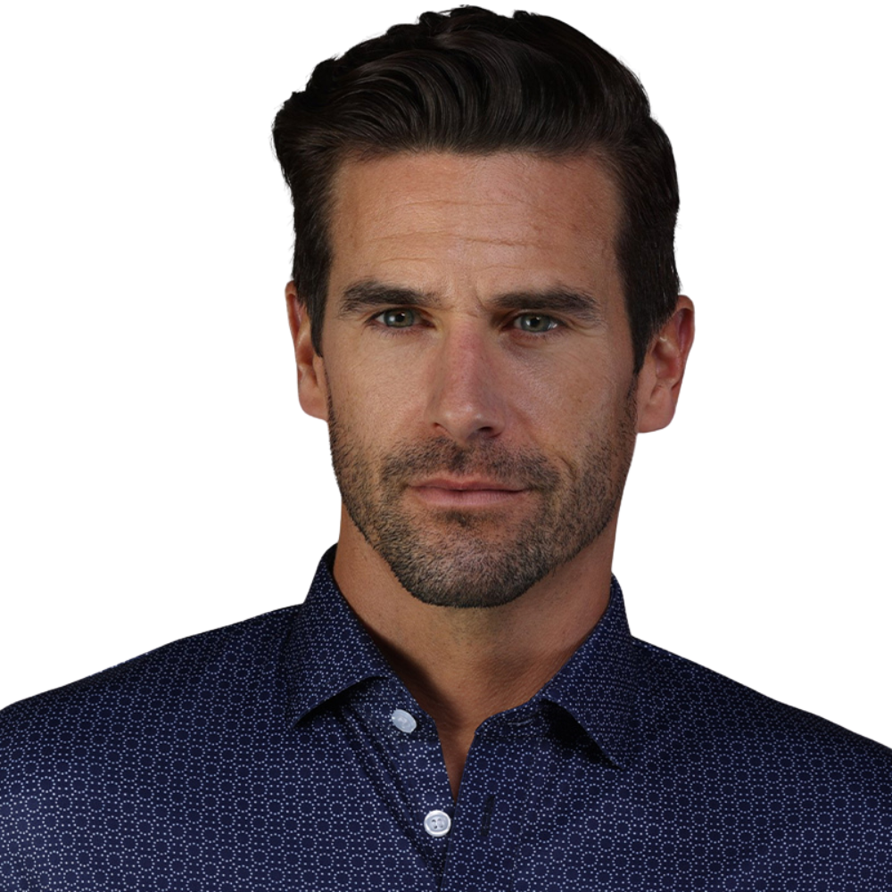 Premium Men's Polo Shirt - Collars & Co Scottsdale Midnight Sphere Semi-Spread Collar - Comfortable & Stylish for Business Casual, Golf & Everyday Wear