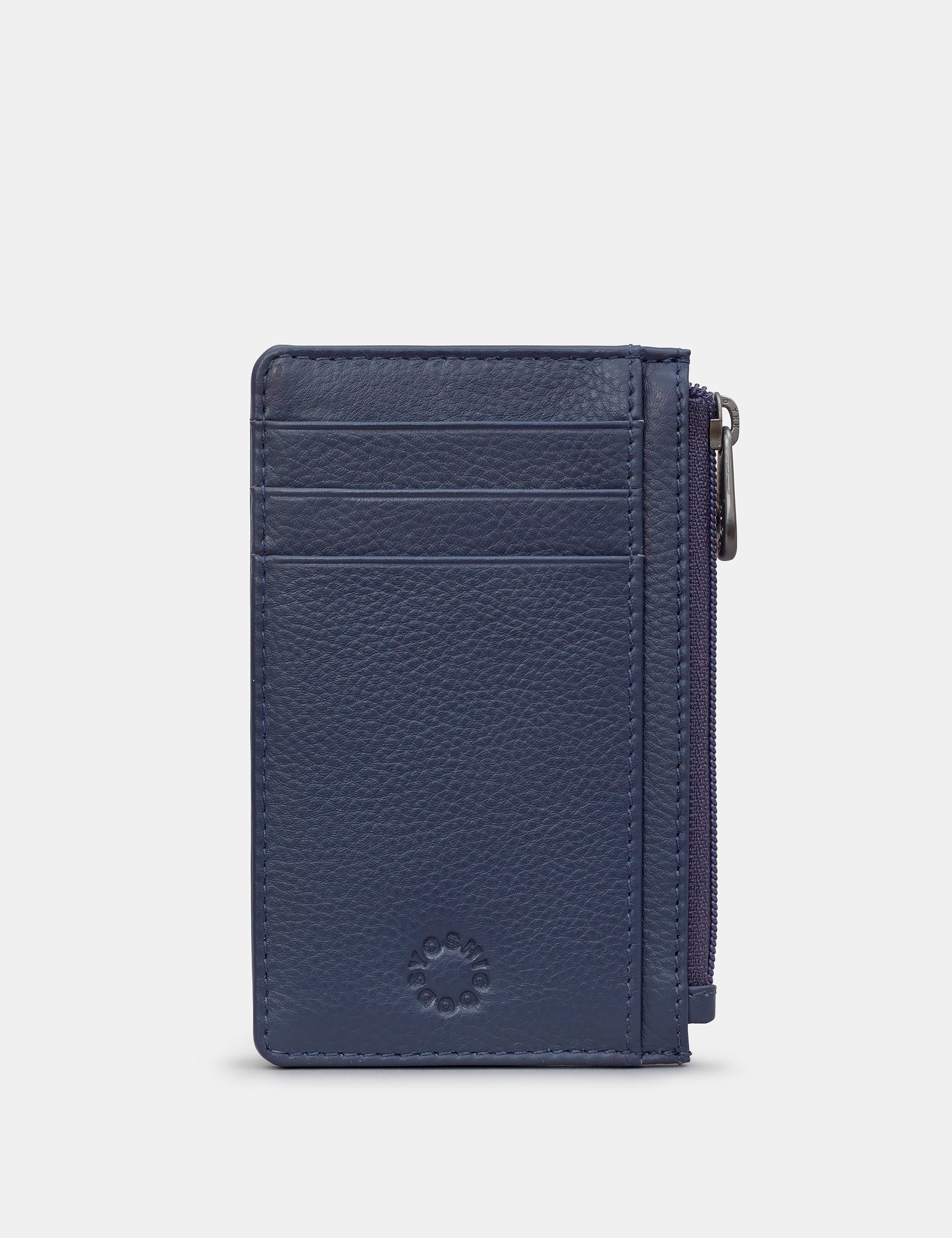 Premium Navy Blue Leather Zip Top Card Holder - Slim RFID Blocking Wallet for Men & Women - Perfect for Travel, Business & Everyday Use
