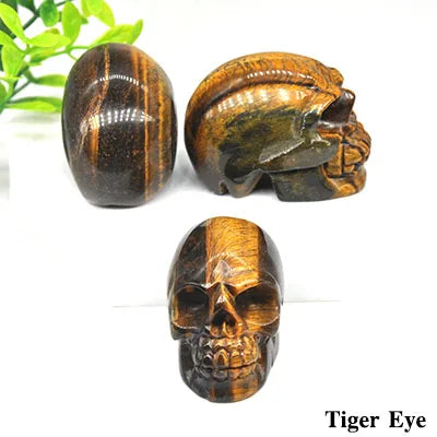 2 Pack Hand Carved Skull Statues - Natural Healing Crystal Stones for Home Decor, Wicca Energy & Chakra Healing - Unique Spiritual Gift for Meditation & Yoga Spaces