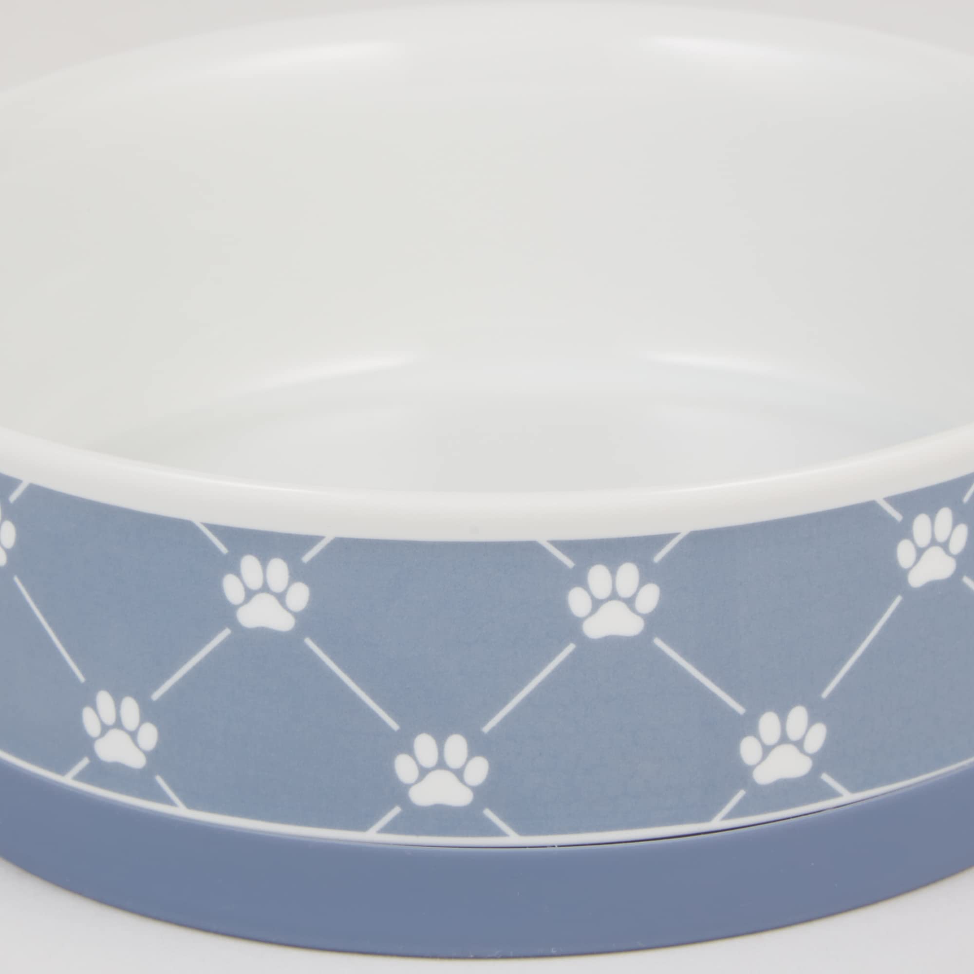 **Bone Dry Trellis Paw Print Pet Bowl Set - Microwave & Dishwasher Safe, Non-Slip Silicone Base, Medium 6x2 Inches, Stonewash Blue (2-Pack) - Perfect for Dogs & Cats, Ideal for Home, Travel, or Outdoor Use**
