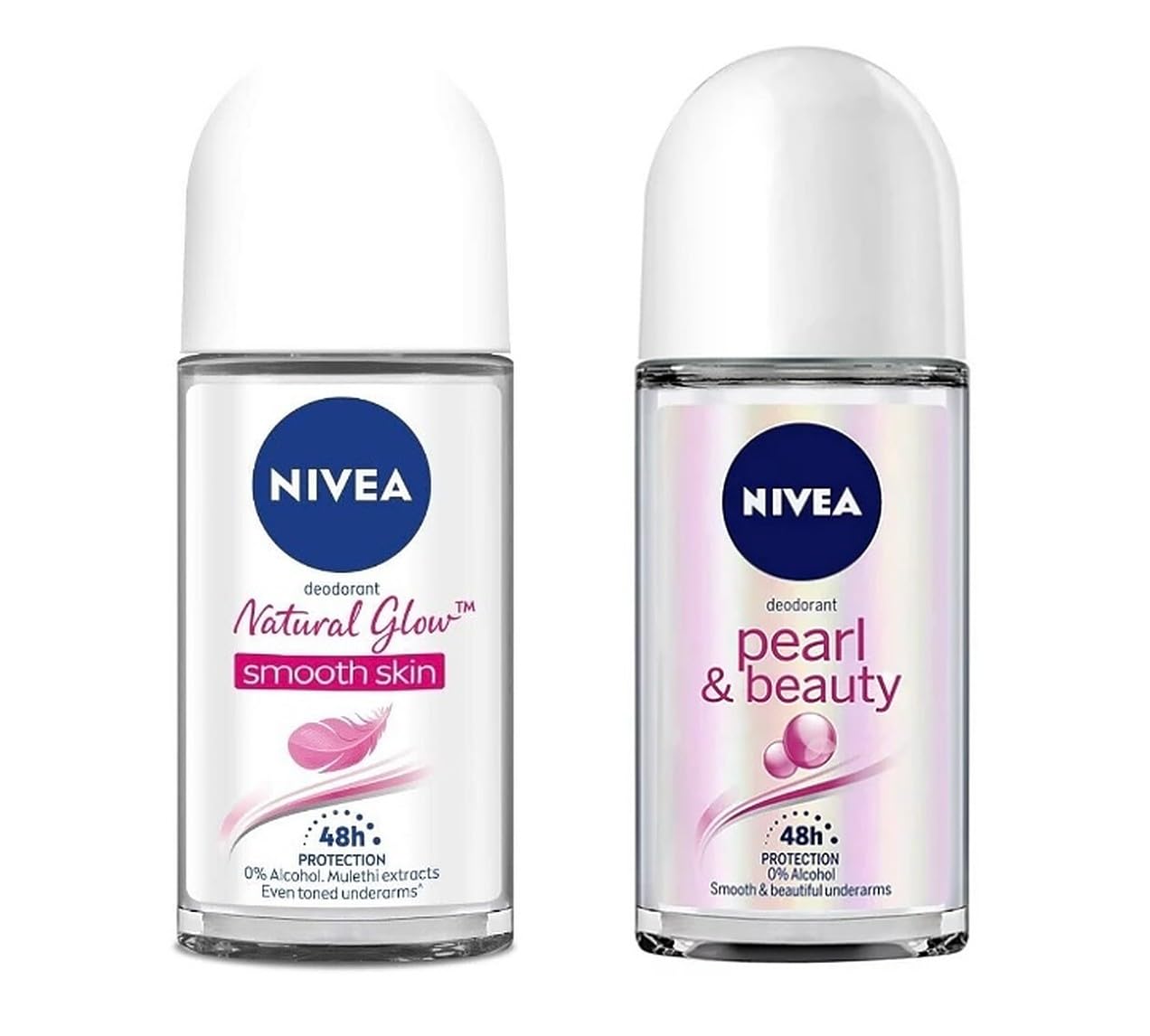 Nivea 48H Whitening Smooth Skin & 24H Pearl Beauty Deodorant for Women - 50ml | Long-Lasting Odor Protection for Daily Freshness & Confidence