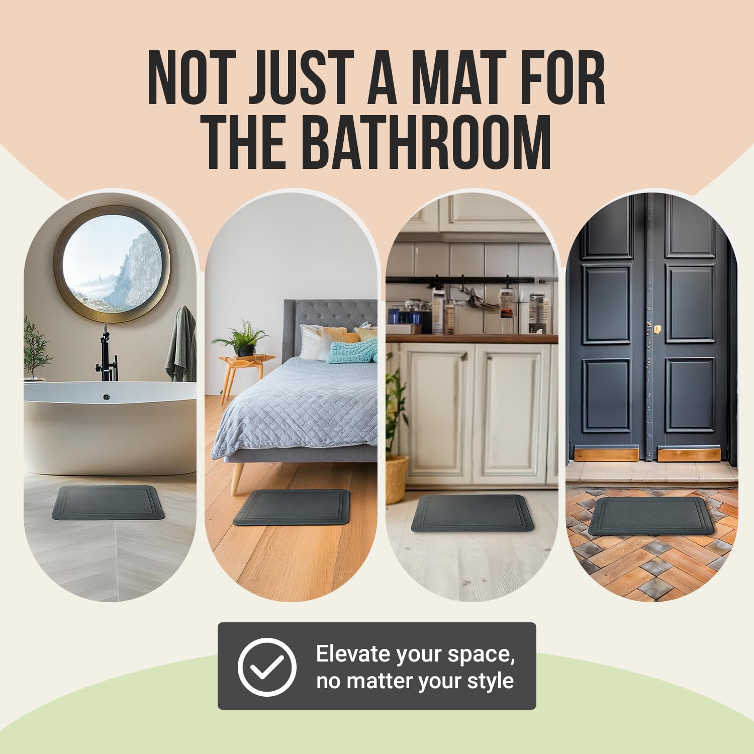 ITSOFT Memory Foam Bath Mat 59x23 Inches - Non-Slip Quick Dry Absorbent Bathroom Rug - Machine Washable Shower Mat for Tub & Bathroom Floor - Charcoal Gray - Perfect for Wet Areas & Spa-Like Comfort