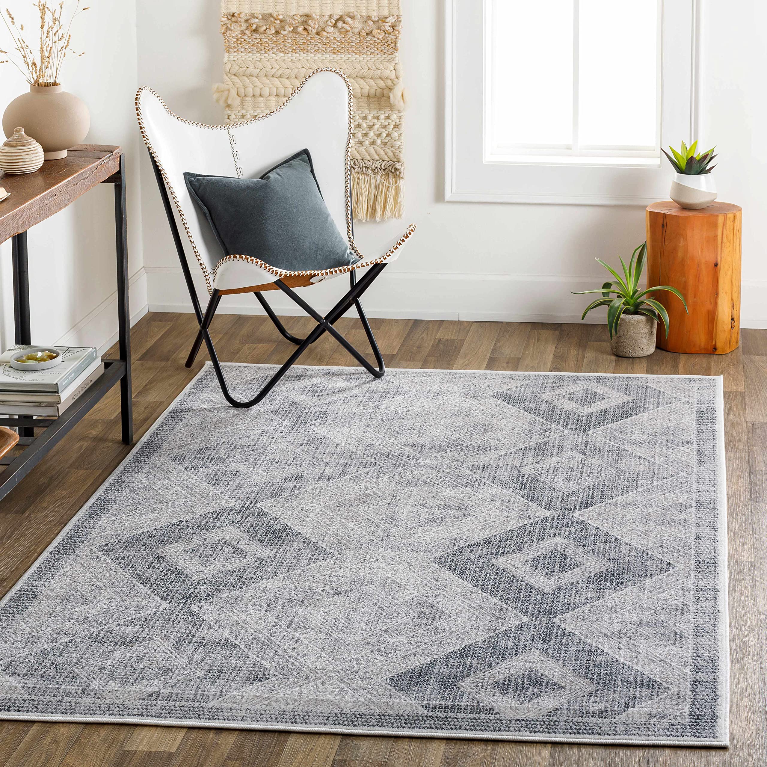 Premium Hauteloom Galimuyod Area Rug for Living Room & Bedroom - Soft Gray & Beige - 5'3