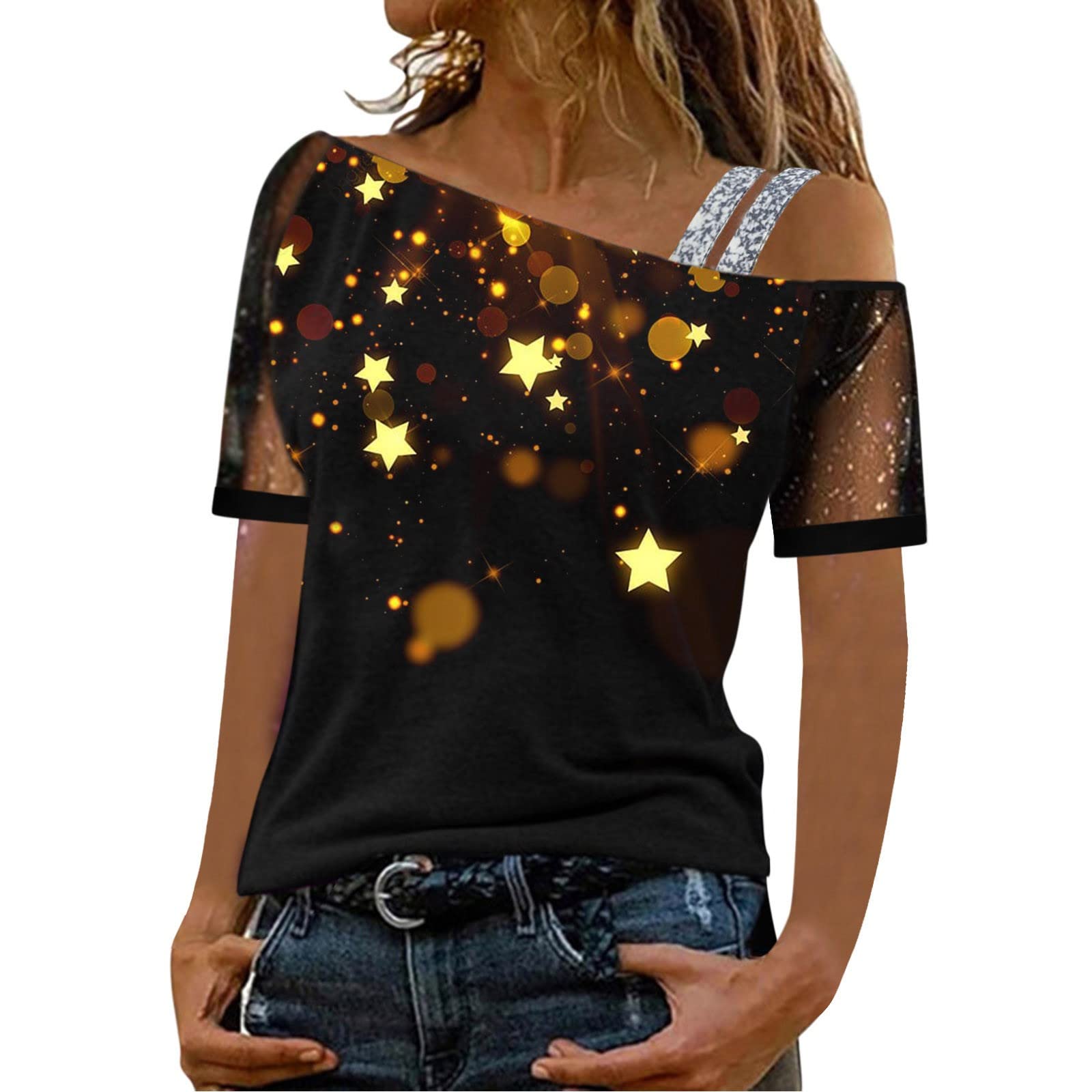 Women's Work Tops - Autumn Short Sleeve Lace Stitch Blouse & Tunic Top | Office Wear & Casual Outfits