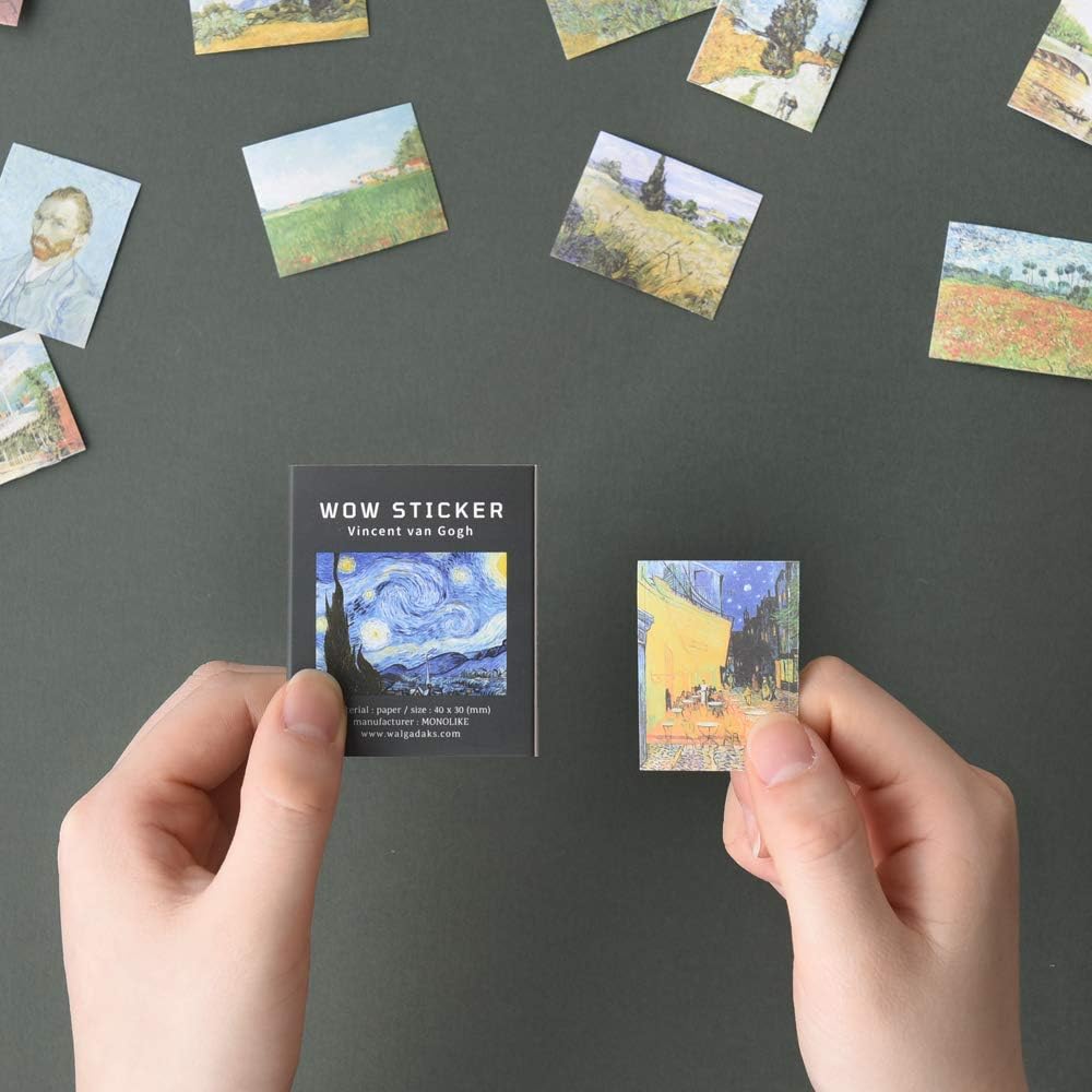 Monolike Wow Sticker Gogh + Monet Set - Mini Square Cute Stickers for Scrapbooking, Journaling, DIY Crafts & Planner Decoration