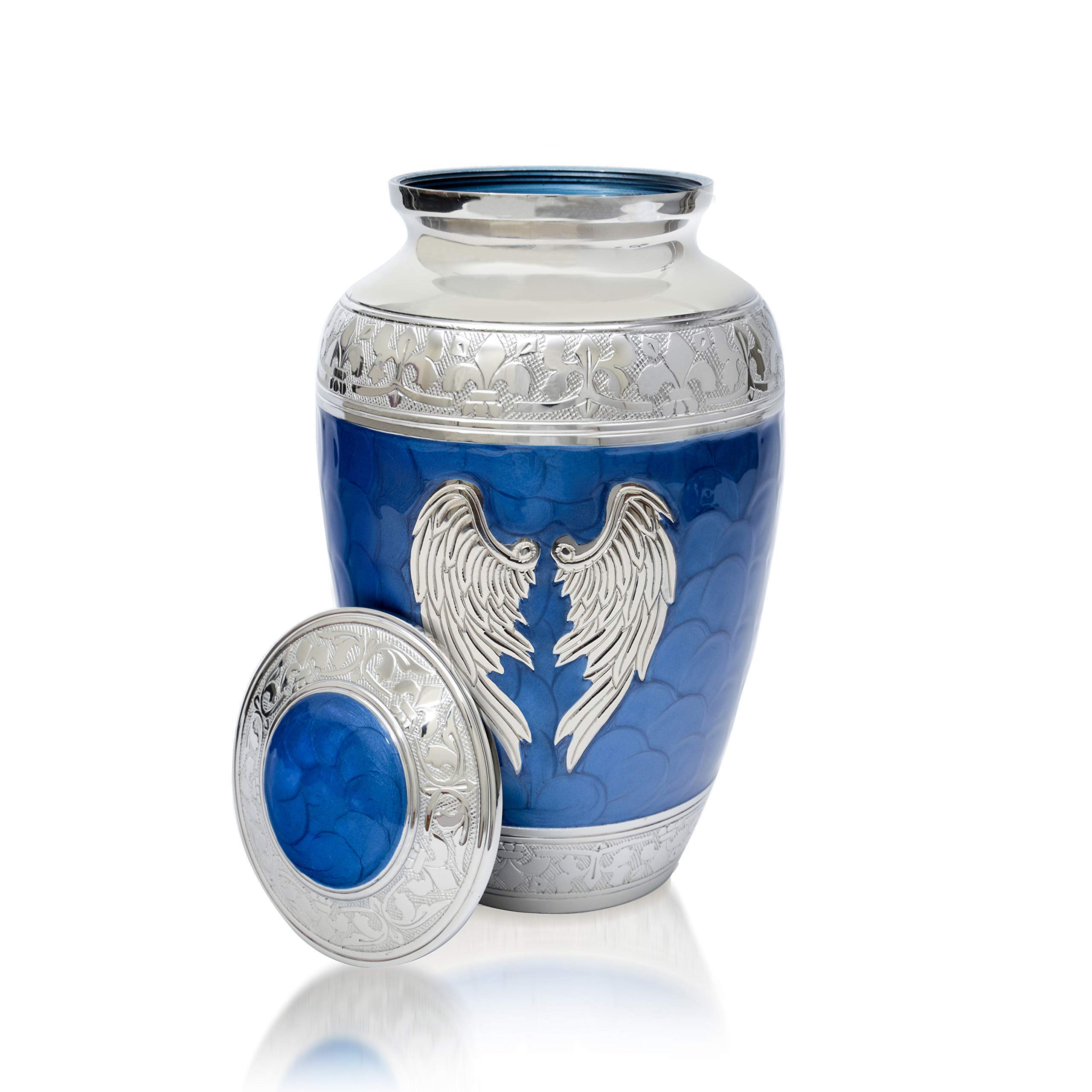 Blue Angel Wings Cremation Urn for Adults - Elegant Decorative Urn for Human Ashes | Perfect Memorial for Loved Ones - Restaall