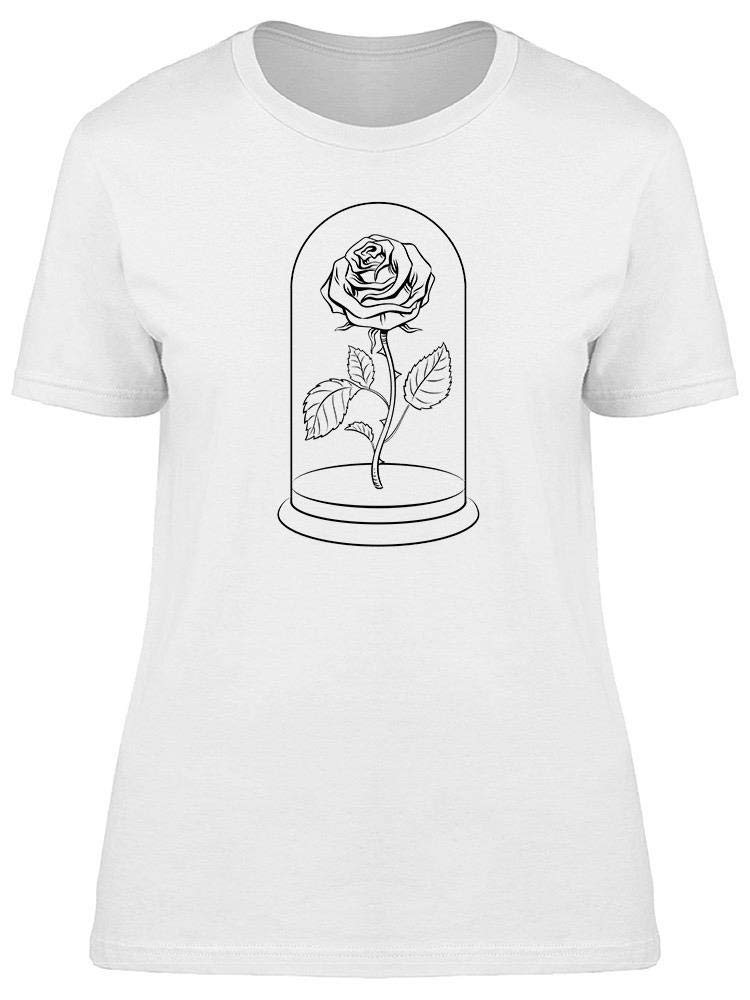 Women's Rose Flower in Glass Print T-Shirt - Floral Graphic Tee for Casual Wear, Outfits & Everyday Fashion