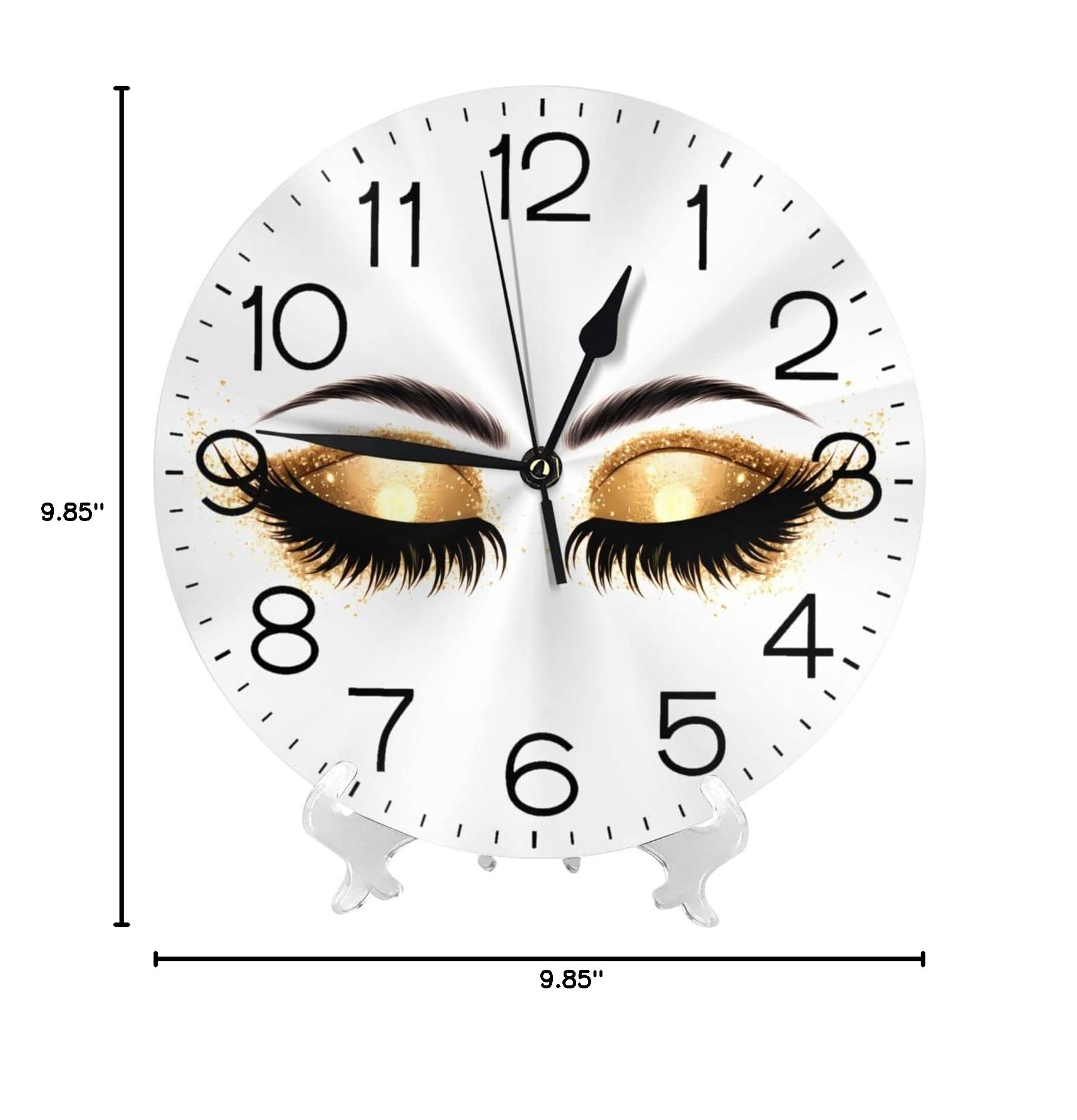 Silent Round Wall Clock with Eyelash Design - Non-Ticking Quartz Decorative Clock for Home, Office & Bedroom - Elegant Women's Desk Clock for Living Room Decor
