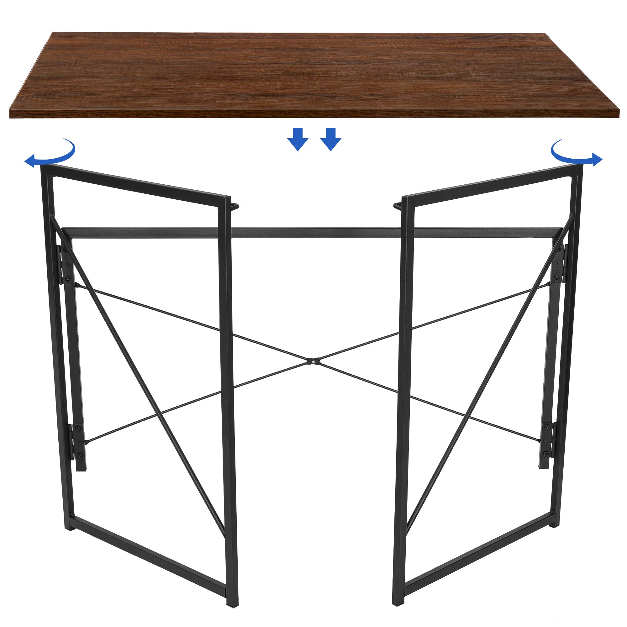 Foldable Computer Desk - Adjustable Height Writing Table for Study & Home Office, Portable Laptop Standing Desk with Storage Shelf (Espresso Finish) - Perfect for Small Spaces, Dorm Rooms & Remote Work