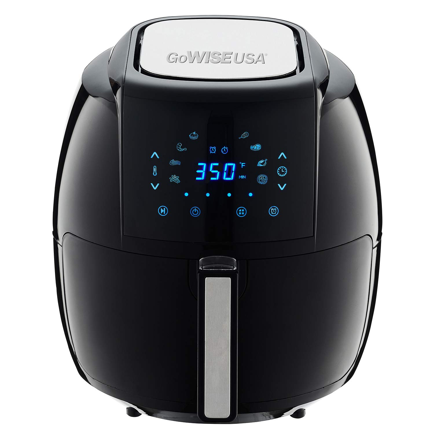 GoWISE USA 1700W 5.8QT 8-in-1 Digital Air Fryer with Recipe Book - Black | Healthy Oil-Free Cooking for Family Meals, Snacks & Meal Prep